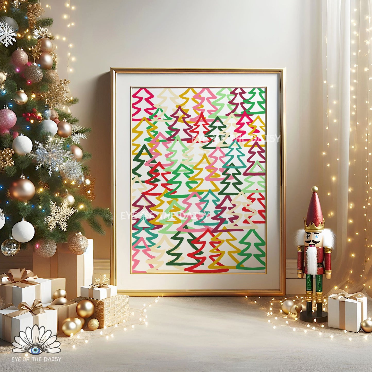 Graffiti Christmas Trees Print Digital Download | Modern Maximalist Holiday Printable Wall Art