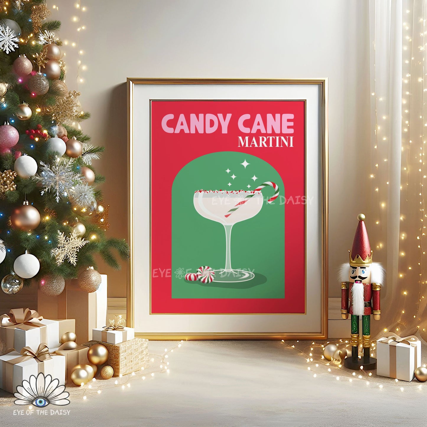 Set of 3 Christmas Cocktail Prints Digital Download | Retro Holiday Drink Printable Wall Art
