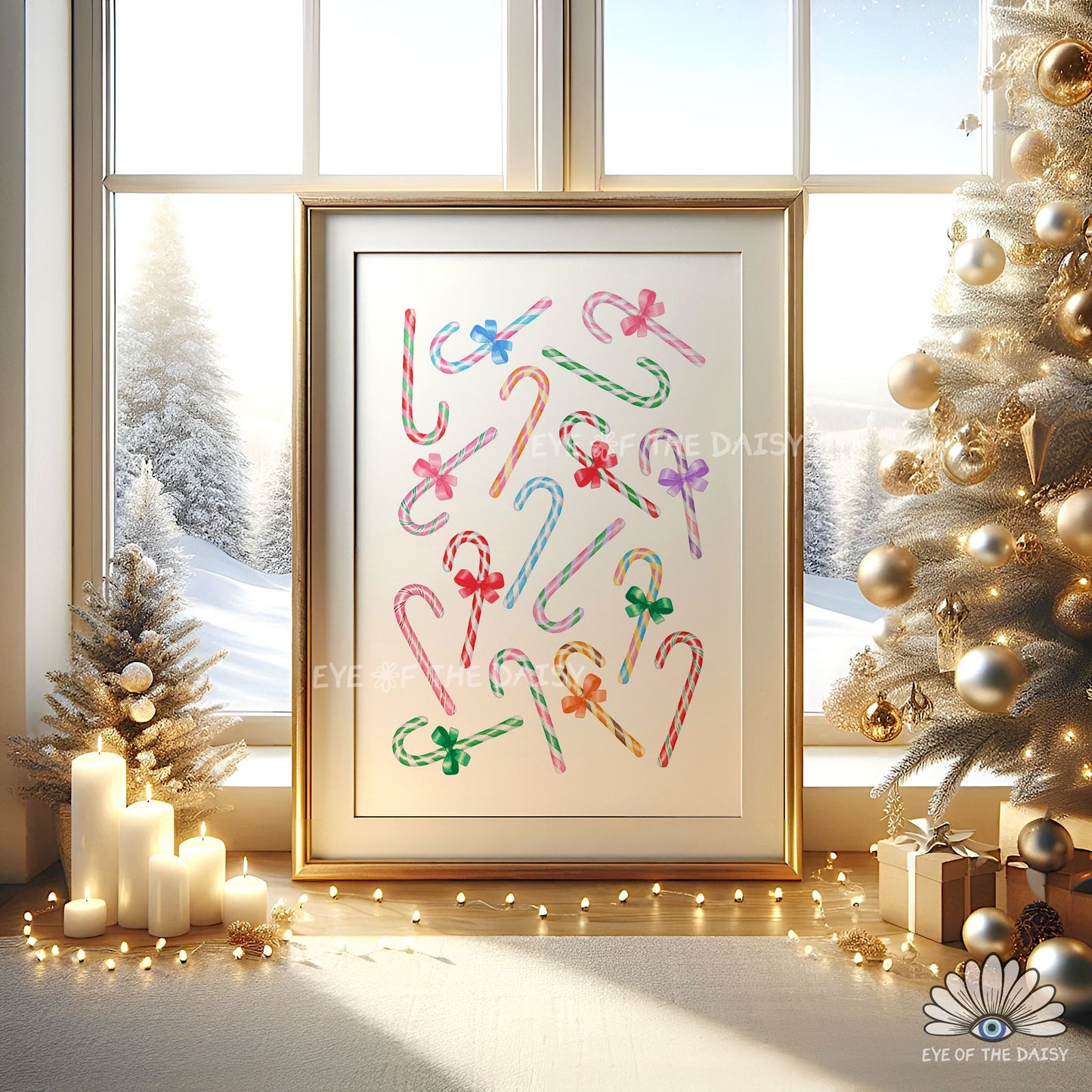 Colourful Candy Canes Print Digital Download | Fun Trendy Holiday Printable Wall Art
