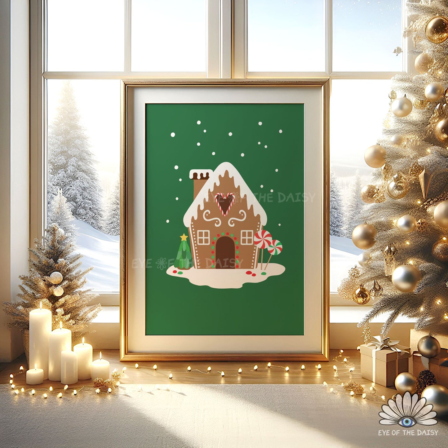 Set of 3 Gingerbread House Prints Digital Download | Vintage Christmas Printable Wall Art