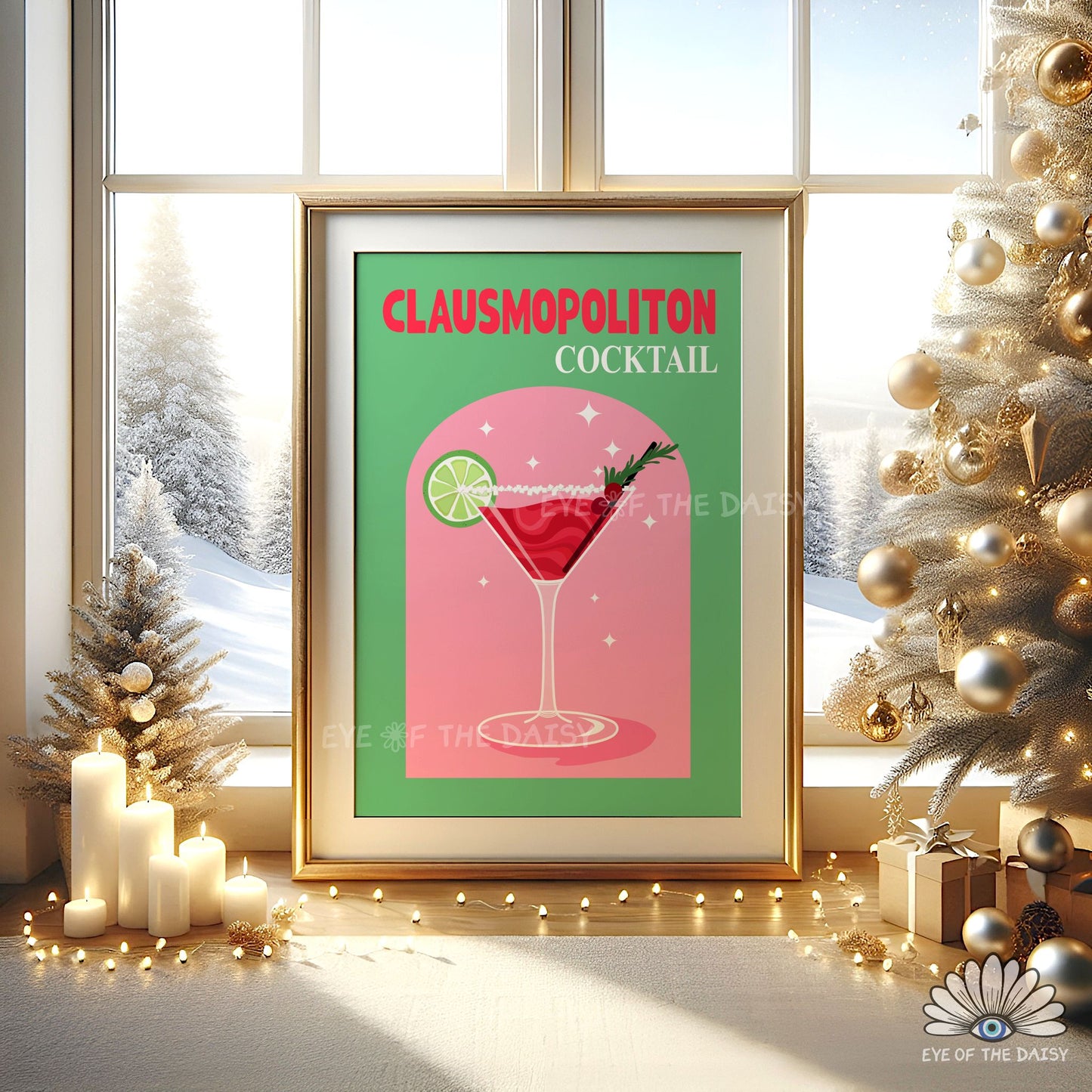 Holiday Drink Print Digital Download | Retro Christmas Cocktail Printable Wall Art