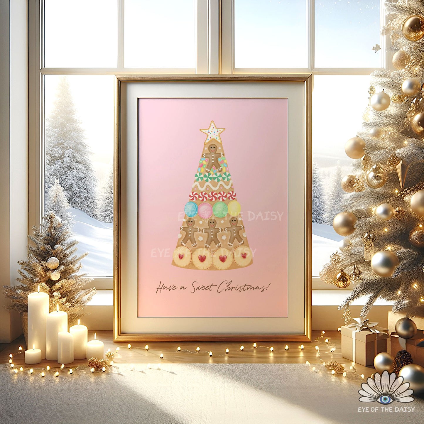 Christmas Gingerbread Print Download | Pink Holiday Kitchen Printable Wall Art