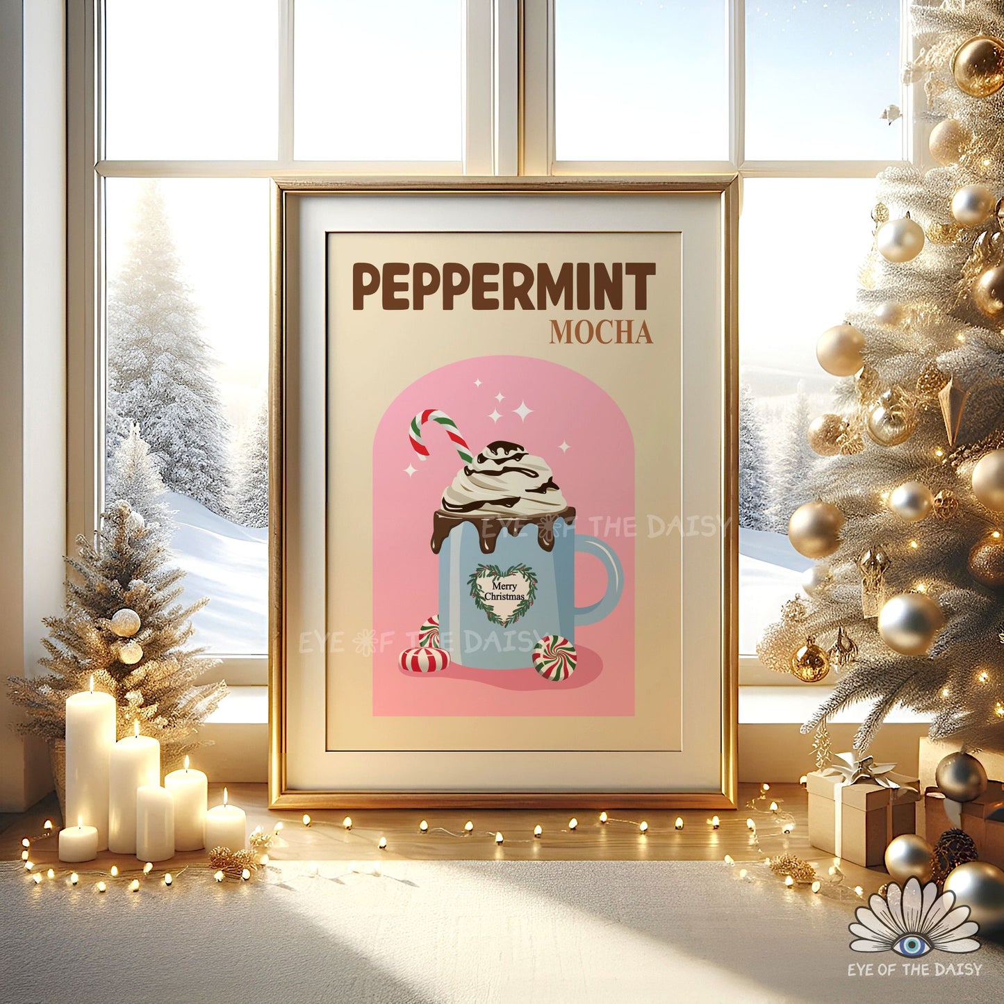 Peppermint Mocha Print Digital Download | Holiday Drink Cocoa Station Printable Wall Art