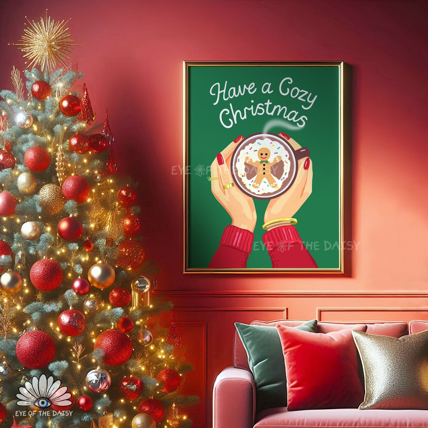 Festive Mug Print Digital Download | Christmas Hot Cocoa Station Printable Wall Art