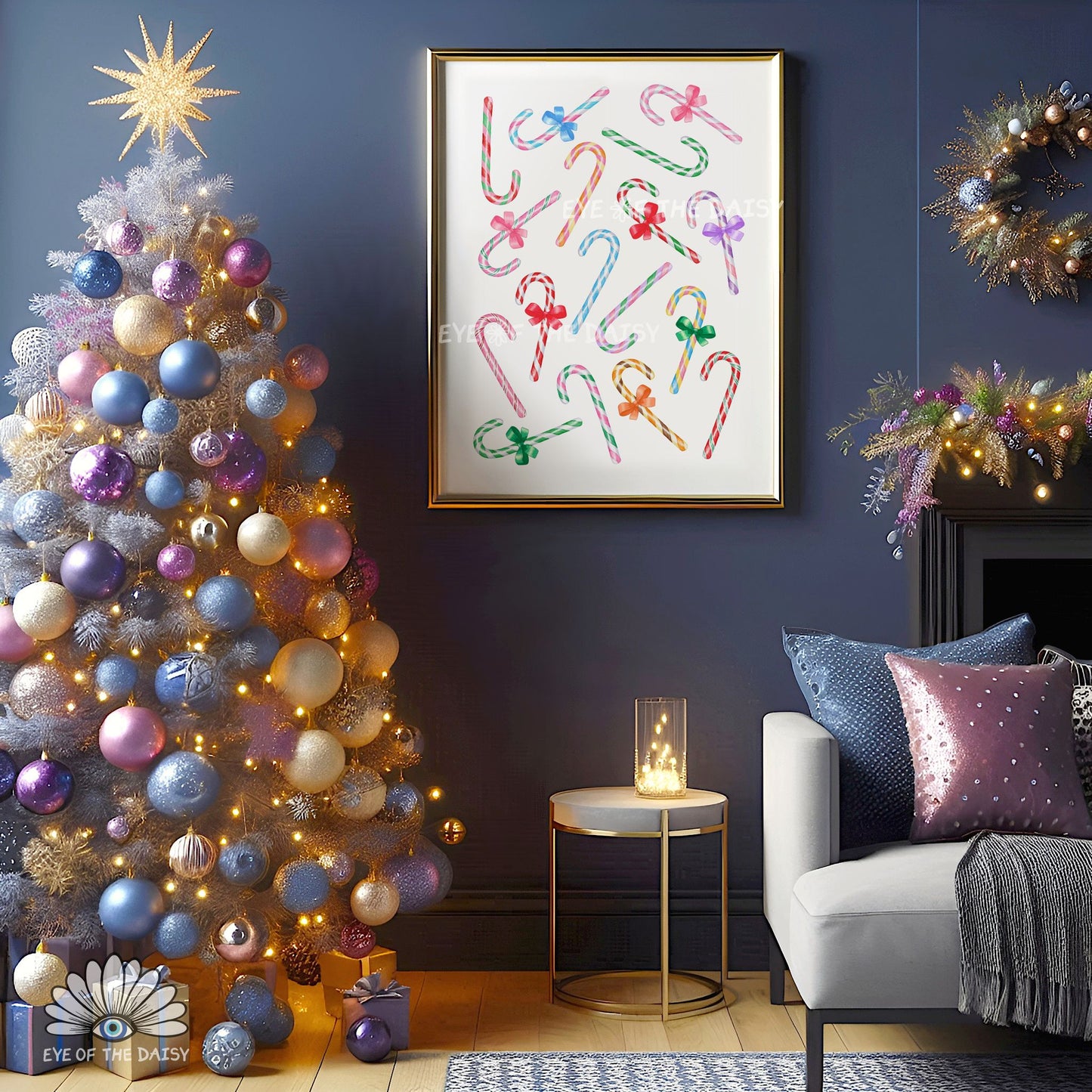 Colourful Candy Canes Print Digital Download | Fun Trendy Holiday Printable Wall Art