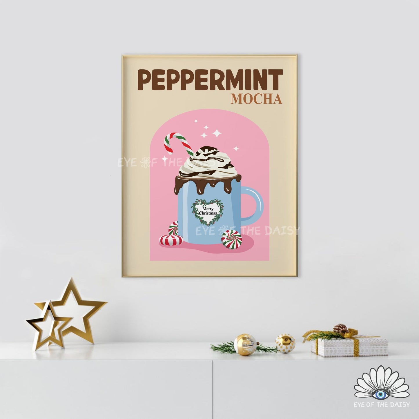 Peppermint Mocha Print Digital Download | Holiday Drink Cocoa Station Printable Wall Art