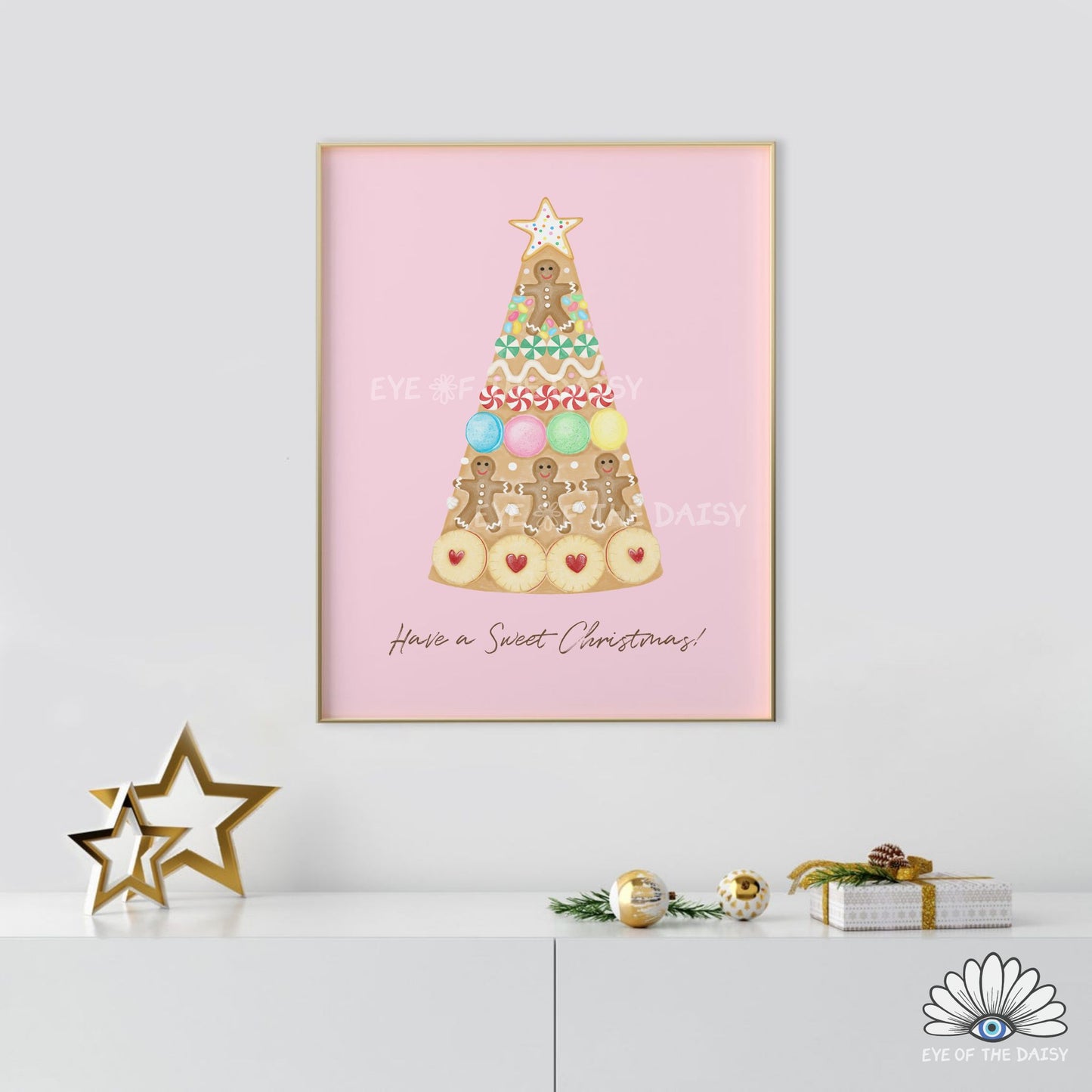 Christmas Gingerbread Print Download | Pink Holiday Kitchen Printable Wall Art