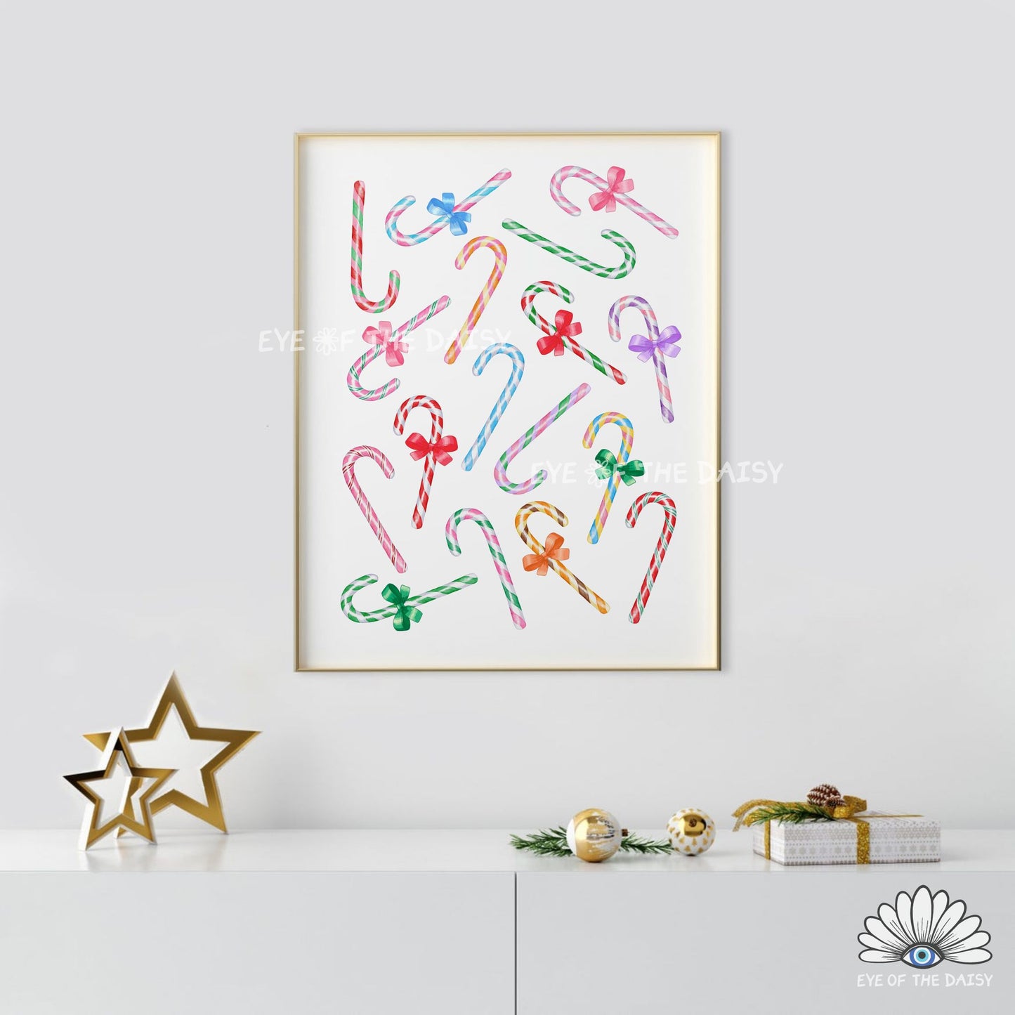 Colourful Candy Canes Print Digital Download | Fun Trendy Holiday Printable Wall Art