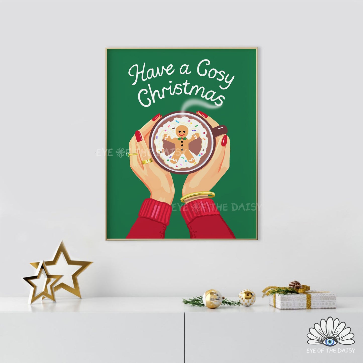 Festive Mug Print Digital Download | Christmas Hot Cocoa Station Printable Wall Art