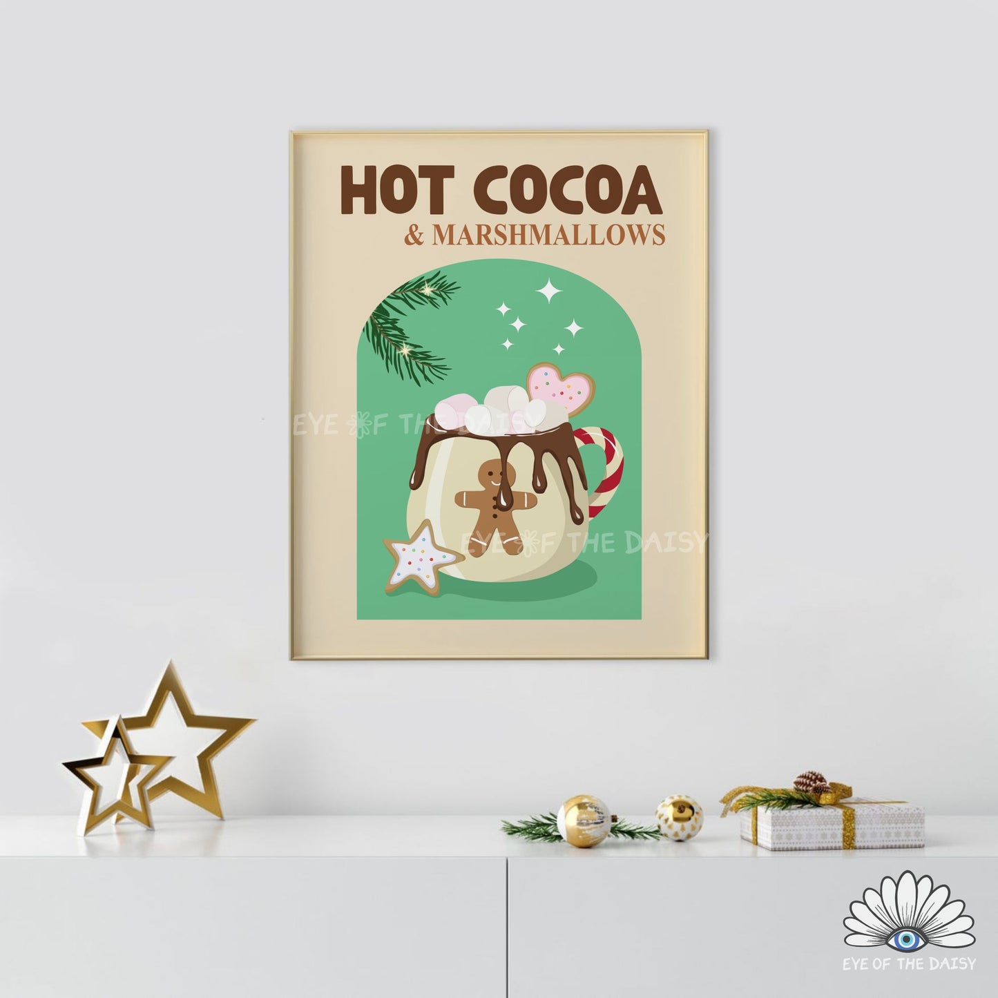 Hot Chocolate Print Digital Download | Retro Holiday Cocoa Station Printable Wall Art