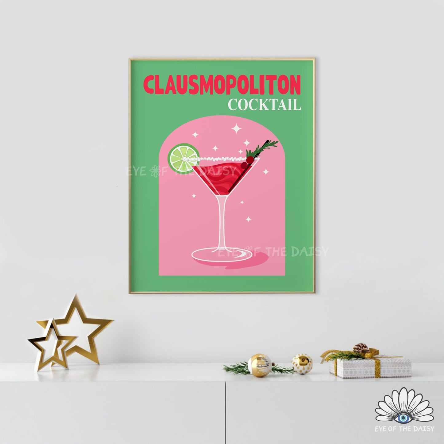 Holiday Drink Print Digital Download | Retro Christmas Cocktail Printable Wall Art