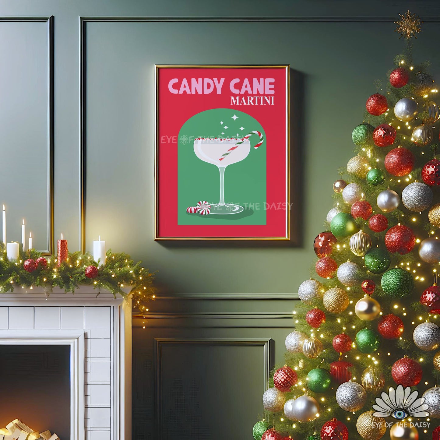 Set of 6 Christmas Cocktail Prints Digital Download | Retro Holiday Drink Printable Wall Art