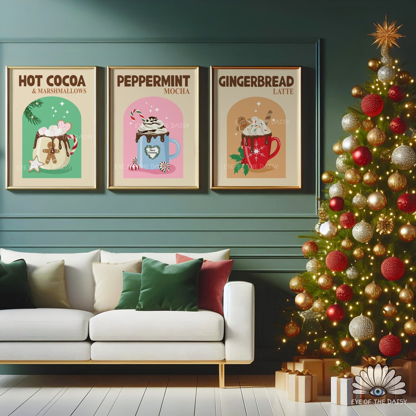 Set of 3 Christmas Cocktail Prints Digital Download | Retro Holiday Drink Printable Wall Art