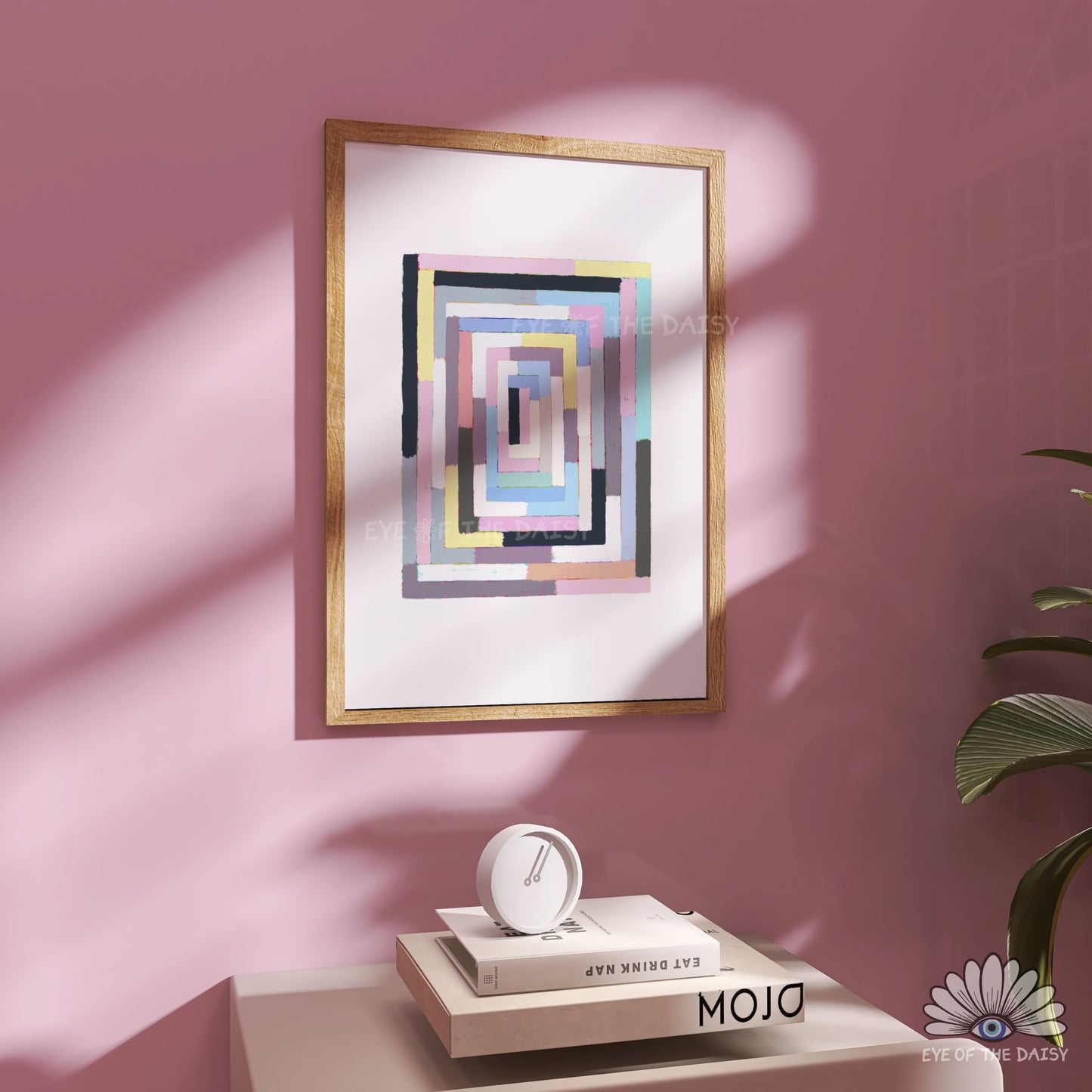 Subtle pastel abstract color block printable wall art, modern Scandi living room wall decor