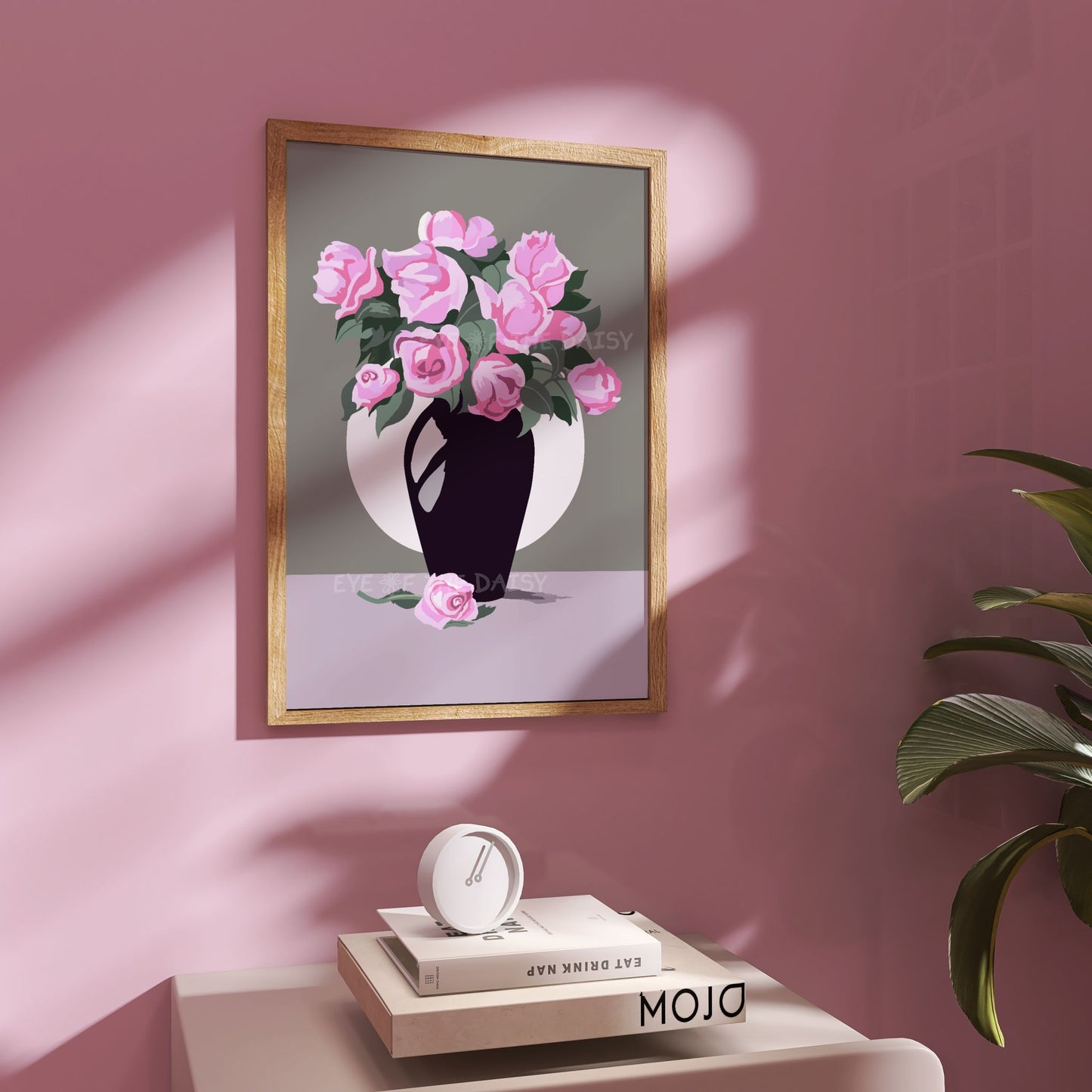 Printable romantic pink rose poster — great for coquette bedrooms, feminine gallery walls, or soft vintage spaces