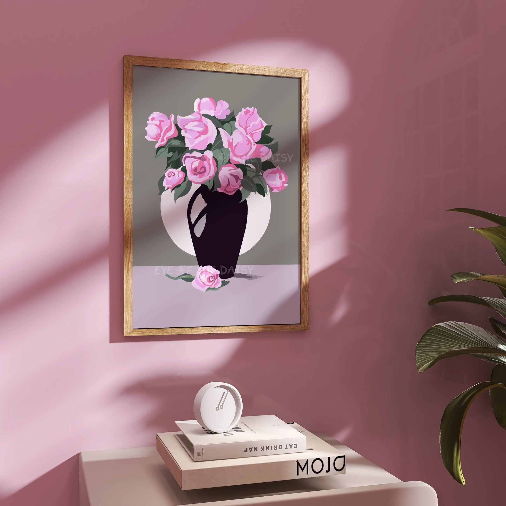 Printable romantic pink rose poster — great for coquette bedrooms, feminine gallery walls, or soft vintage spaces