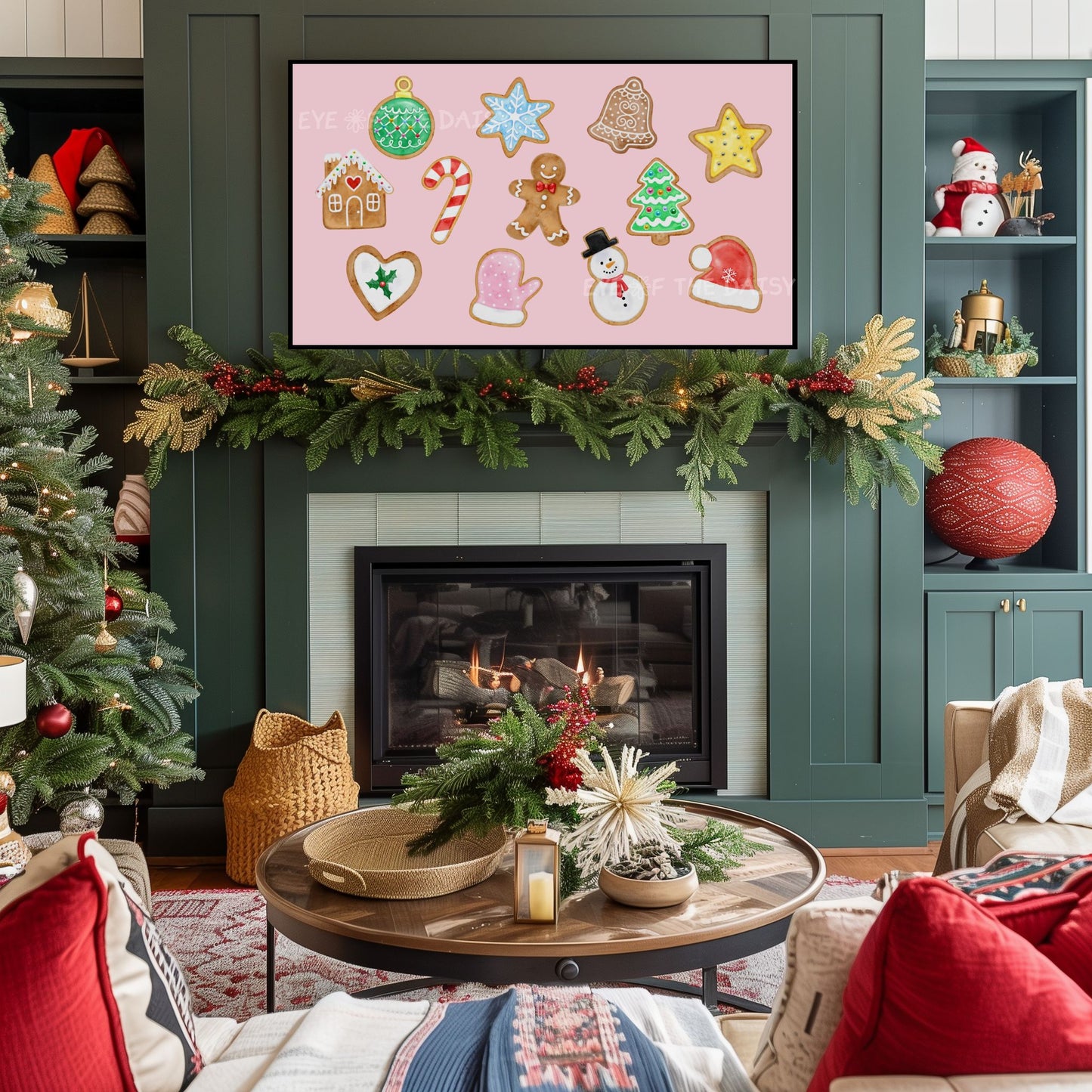 Pink Christmas Cookies 4K TV Art | Pastel Pink Holiday TV Art for TV Screen 4K