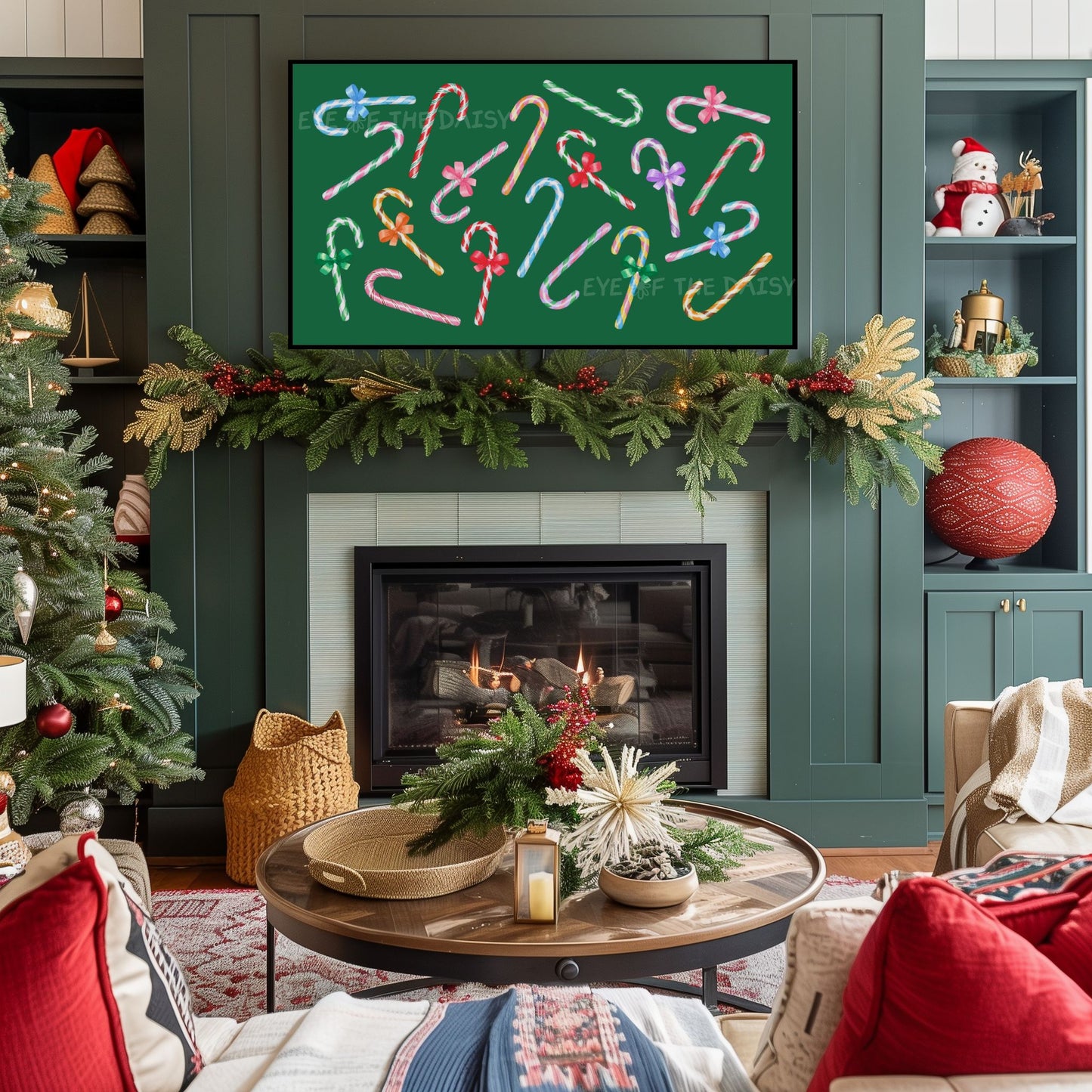 Candy Canes Christmas TV Art 4K | Colourful Holiday Art for TV Screen