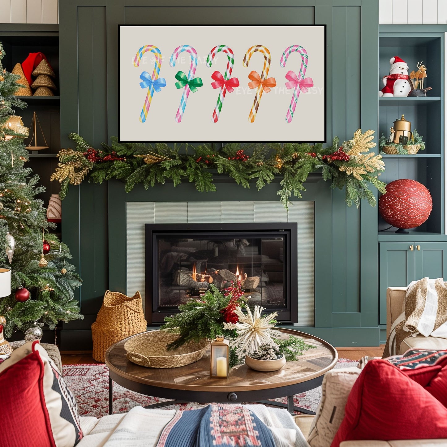 Christmas Candy Canes 4K TV Art | Cute Colourful Holiday Art for TV Screen