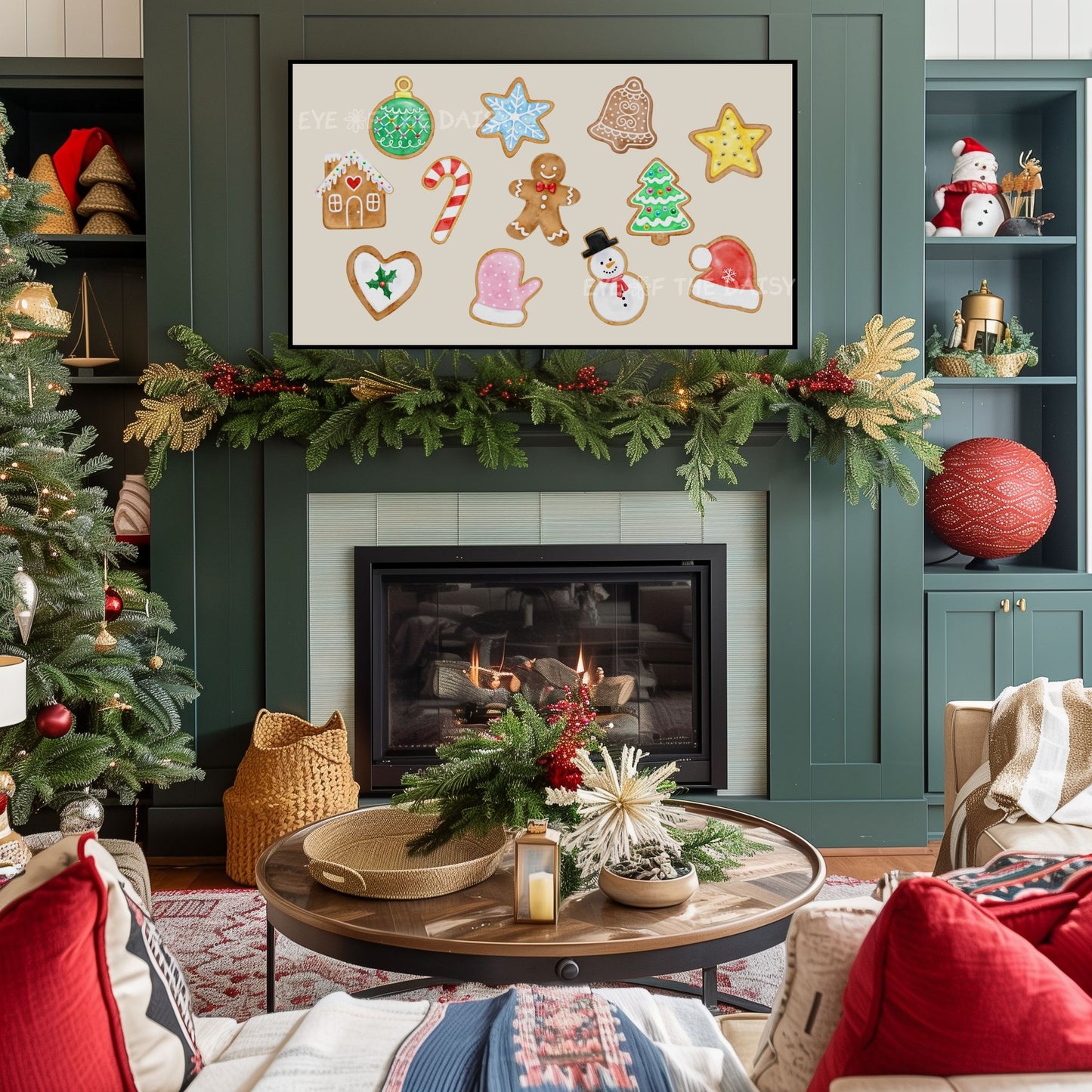 Christmas Gingerbread Cookies 4K TV Art | Colourful Holiday 4K Art for TV Screen