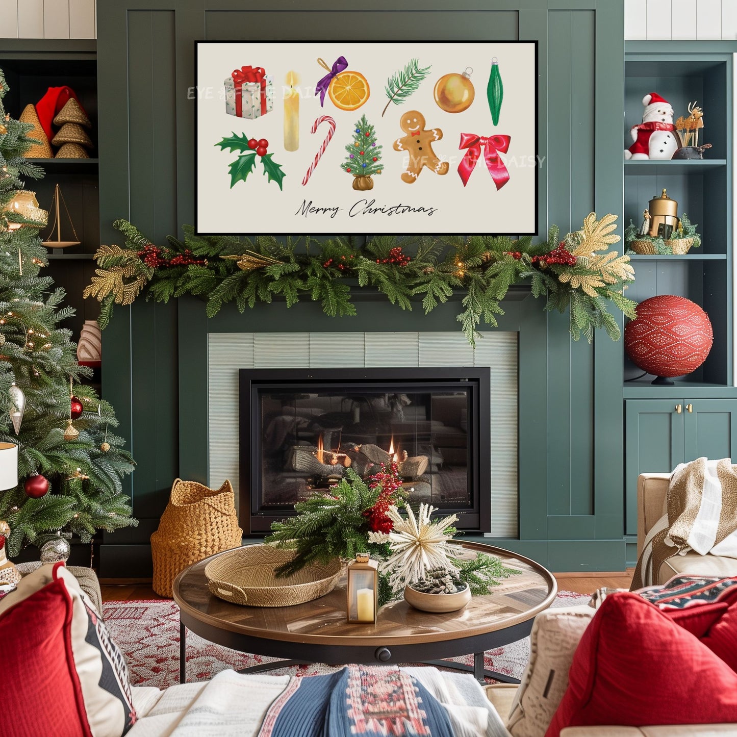 Watercolour Christmas Illustrations 4K TV Art | Colourful Traditional Holiday 4K TV Artwork