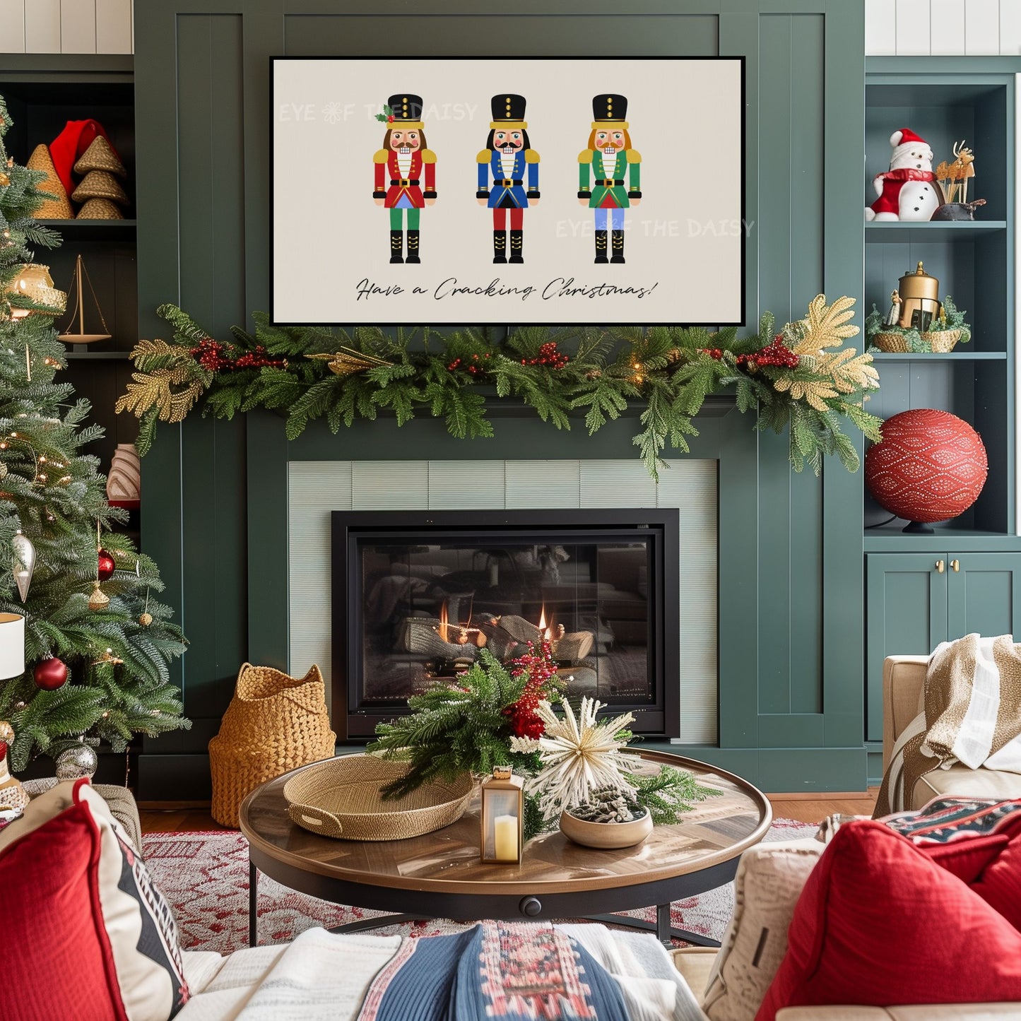 Red Blue Green Christmas Nutcracker 4K TV Art | Traditional Holiday Art for TV Screen 4K