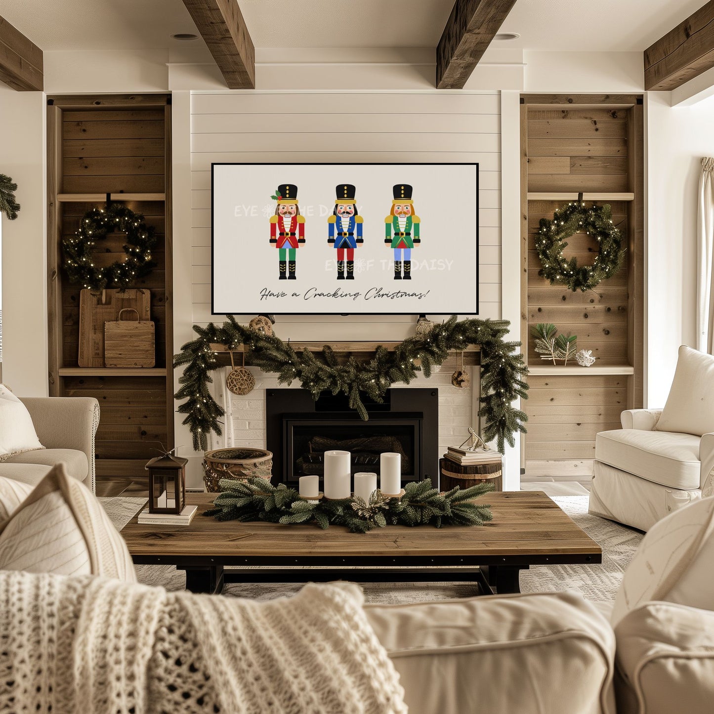 Red Blue Green Christmas Nutcracker 4K TV Art | Traditional Holiday Art for TV Screen 4K
