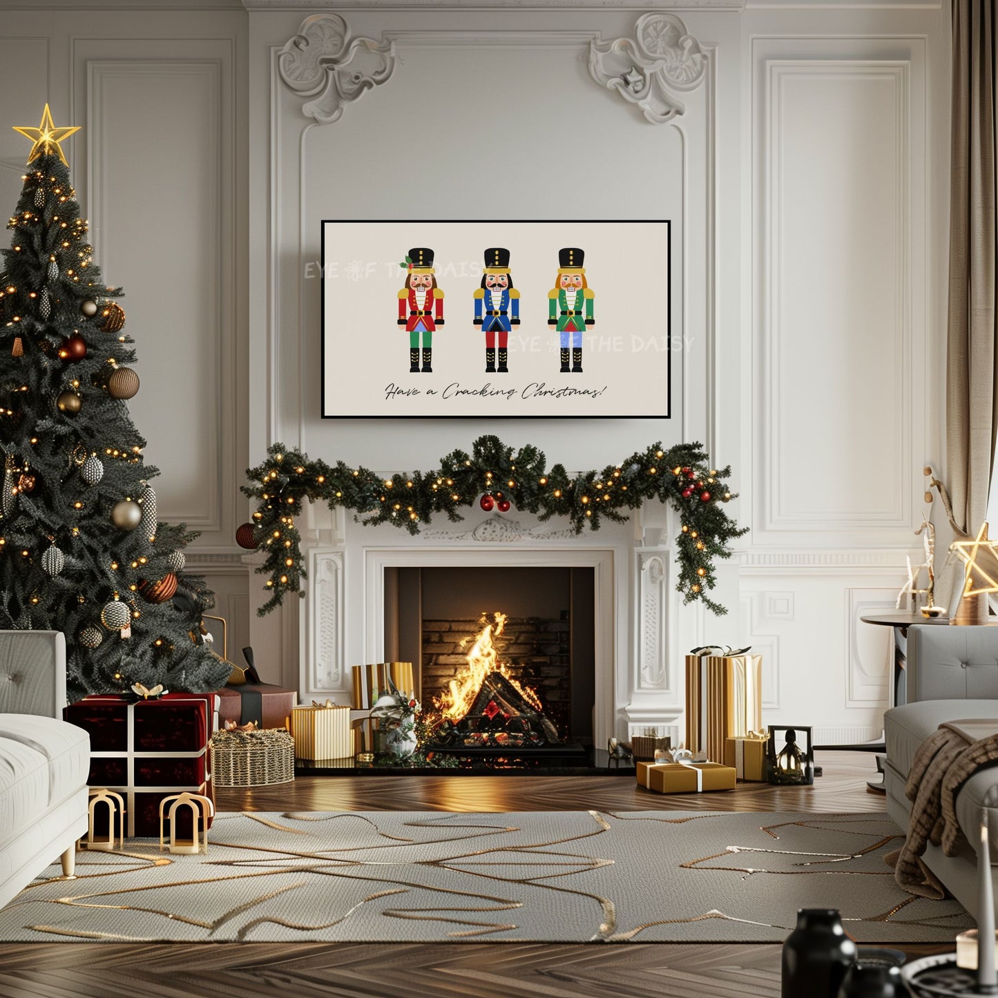 Red Blue Green Christmas Nutcracker 4K TV Art | Traditional Holiday Art for TV Screen 4K
