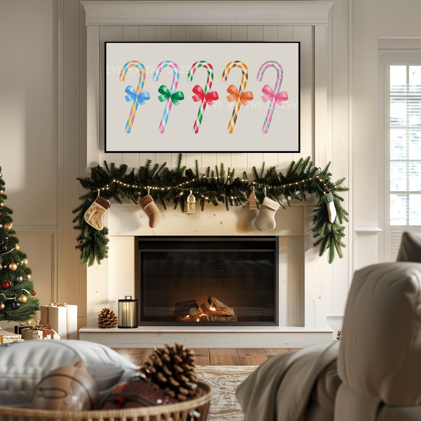 Christmas Candy Canes 4K TV Art | Cute Colourful Holiday Art for TV Screen