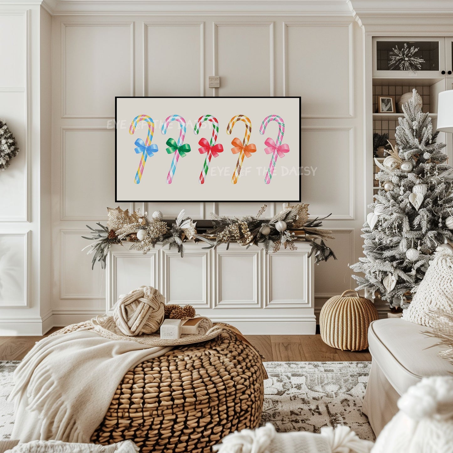 Christmas Candy Canes 4K TV Art | Cute Colourful Holiday Art for TV Screen