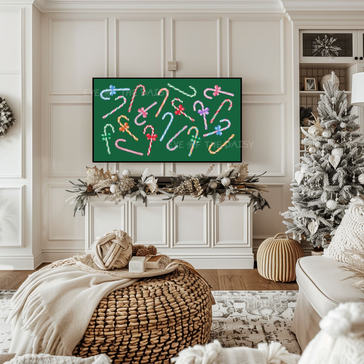 Candy Canes Christmas TV Art 4K | Colourful Holiday Art for TV Screen