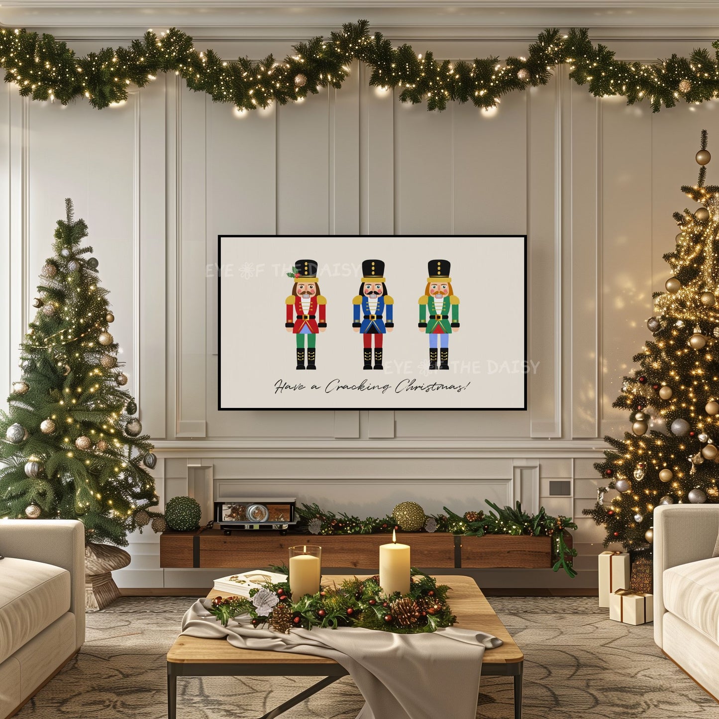 Red Blue Green Christmas Nutcracker 4K TV Art | Traditional Holiday Art for TV Screen 4K