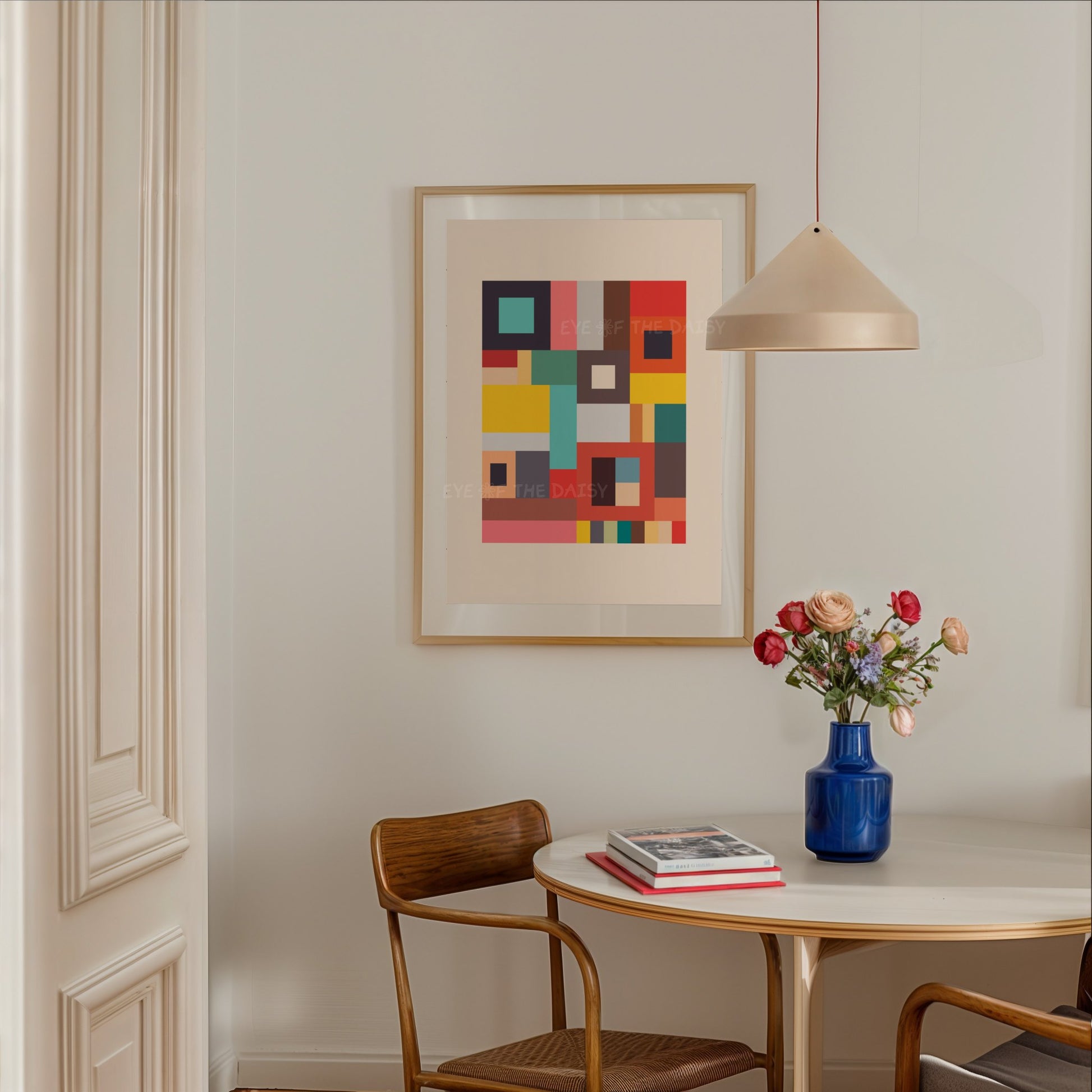 Trendy geometric abstract gallery wall print — colourful digital download poster perfect for vibrant, fun DIY vacation rental decor