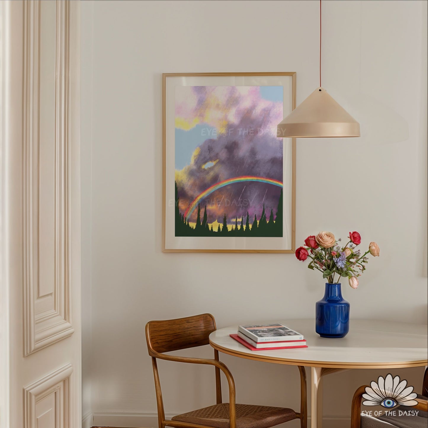 Sunset Rainbow Clouds Print Digital Download | Boho Abstract Landscape Printable Wall Art