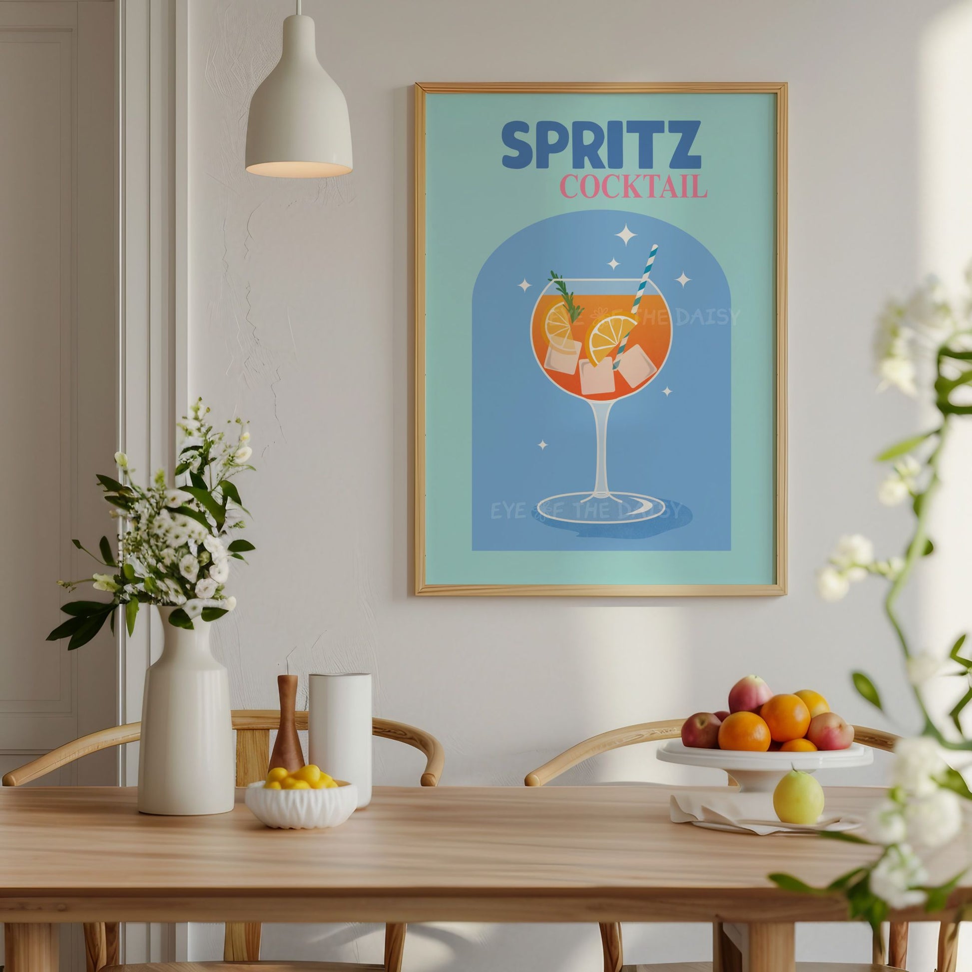 Spritz Cocktail printable drink poster, Italian cocktail digital art for colorful dining space or kitchen gallery wall, DIY wall decor