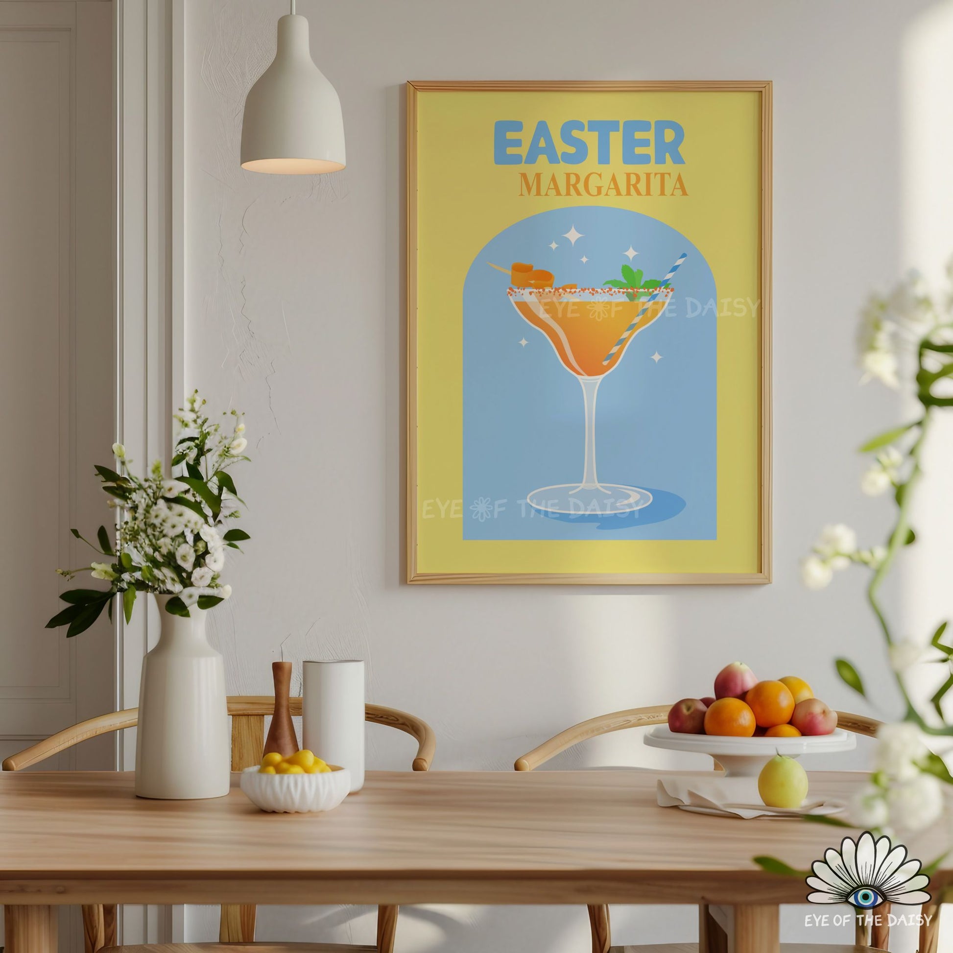 Easter bar sign printable, spring margarita cocktail wall art for Easter party decor