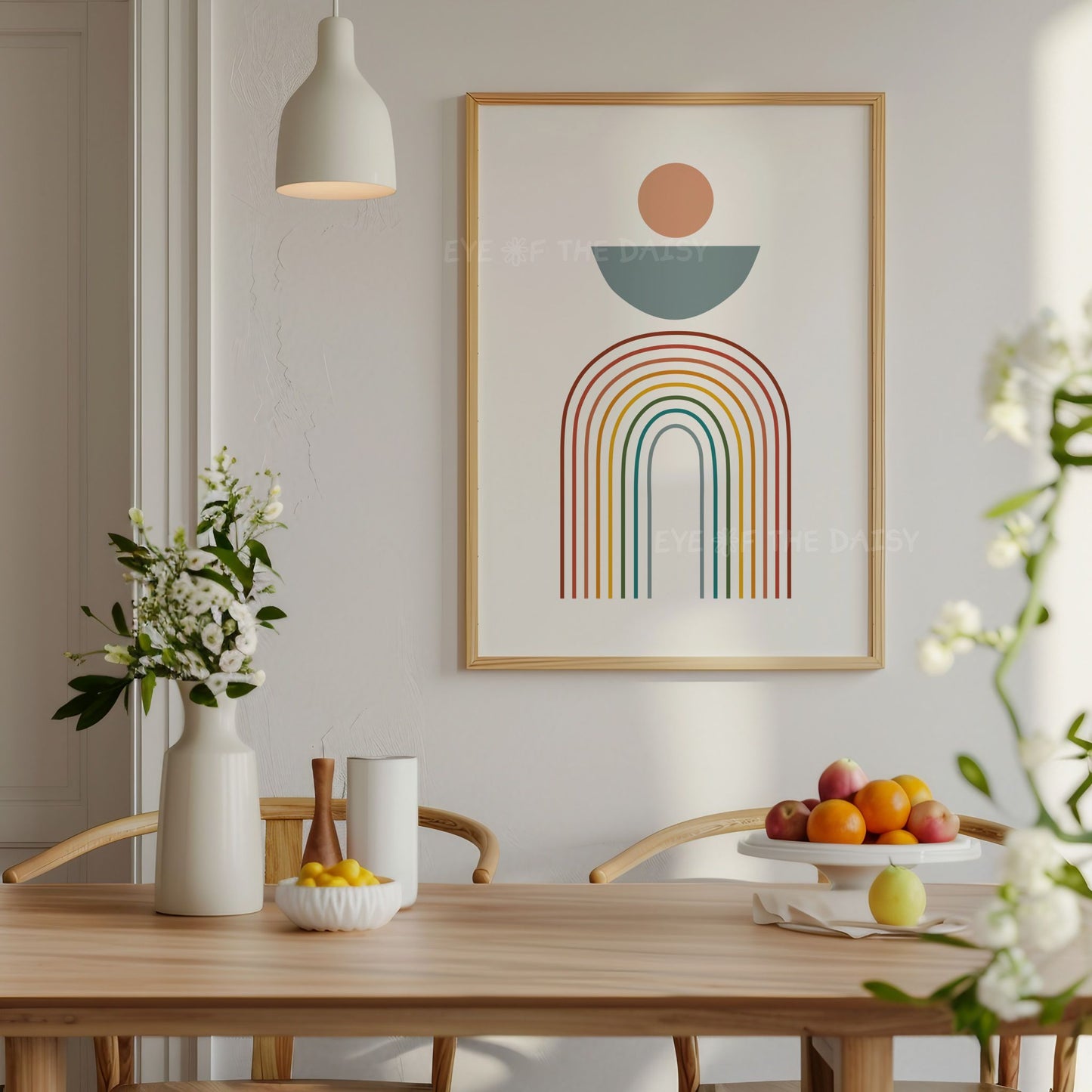 Mid century modern arches printable wall art in rainbow colors – downloadable poster for DIY wall decor