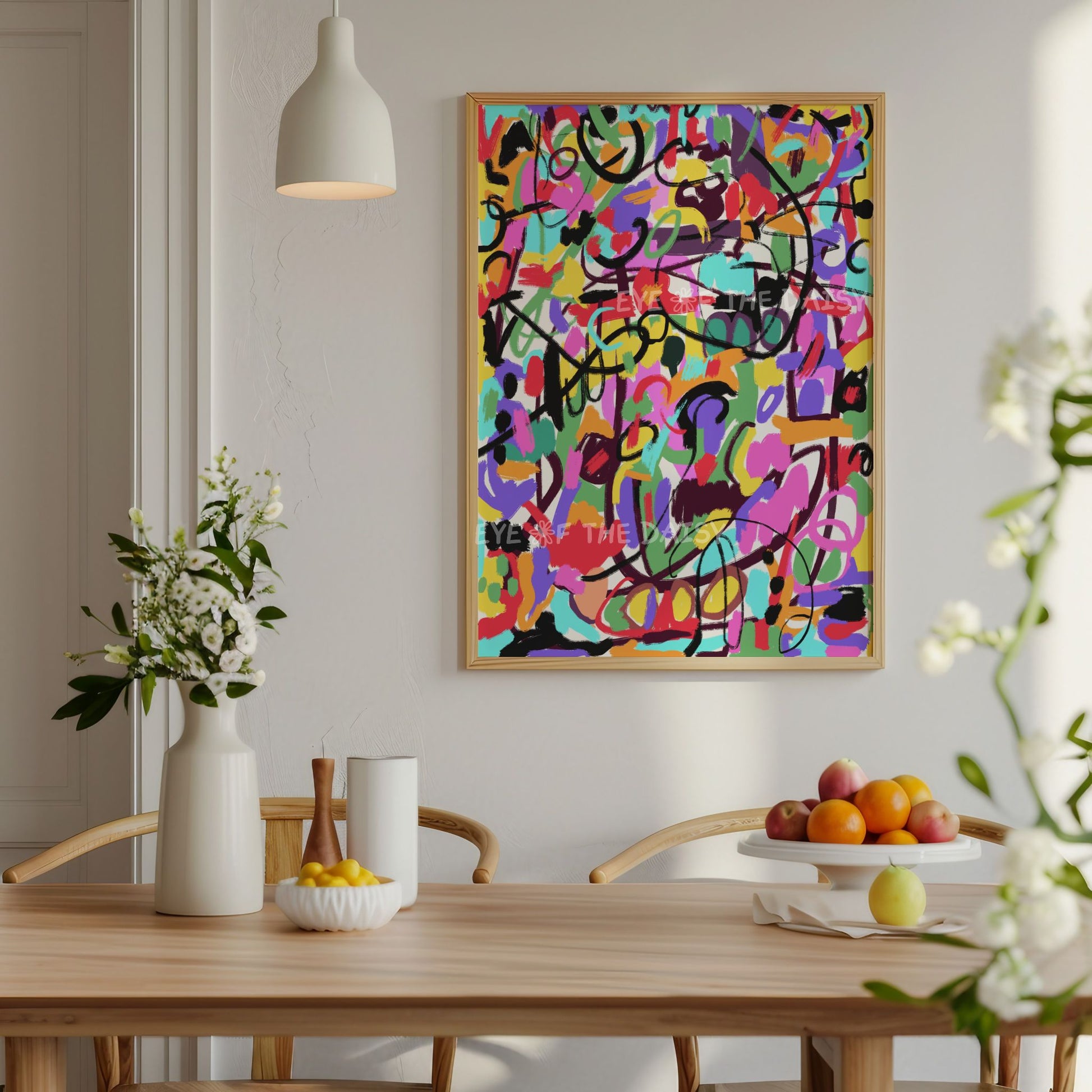 Colourful graffiti art poster – digital abstract print for kitchen wall decor, bold and modern downloadable artwork
