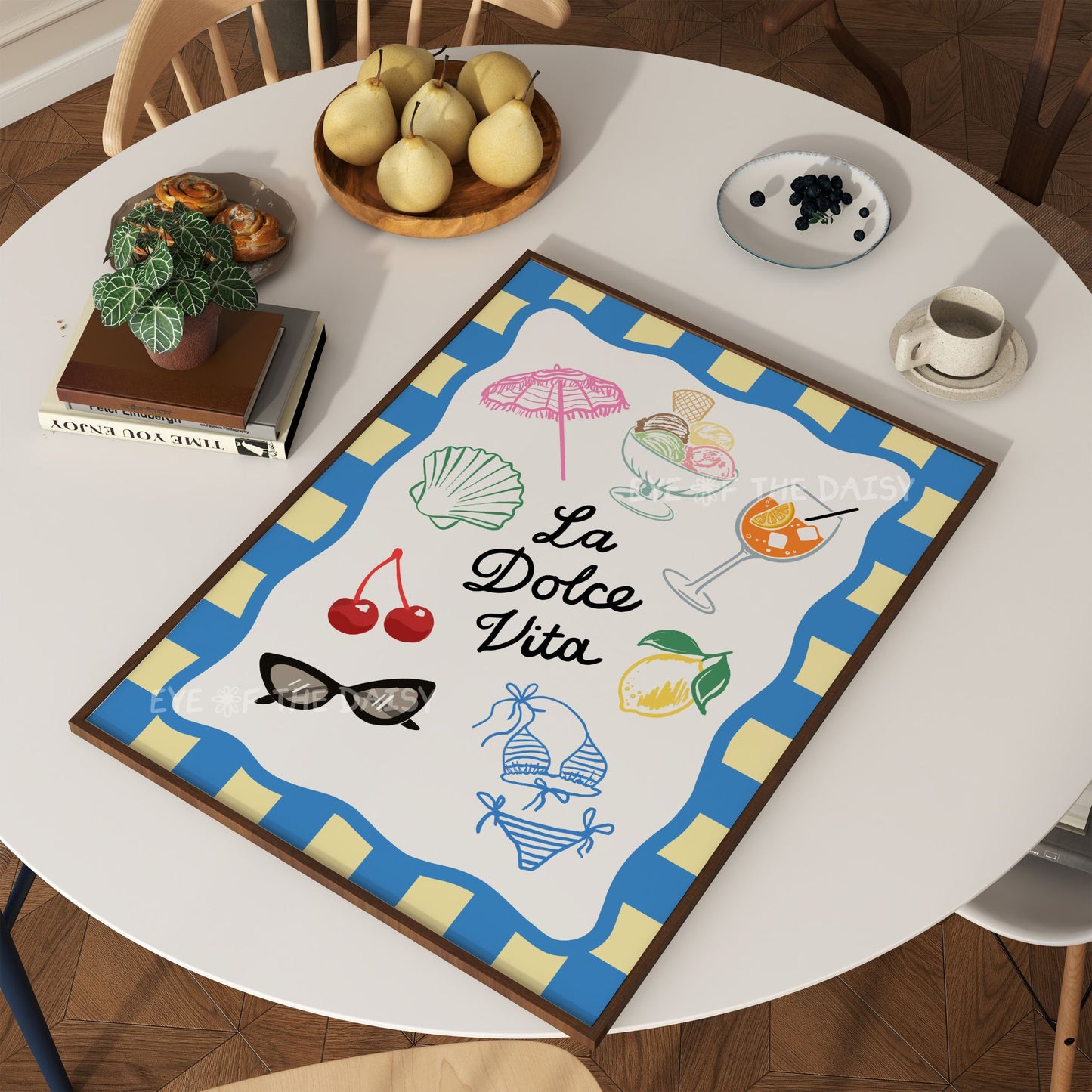 La Dolce Vita printable wall art – vibrant colorful summer sketch, digital art print for kitchen or apartment decor