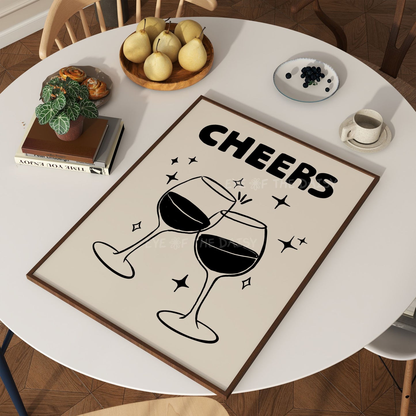 Cheers printable poster, contemporary dining room wall decor, digital art print download for dinner party decor