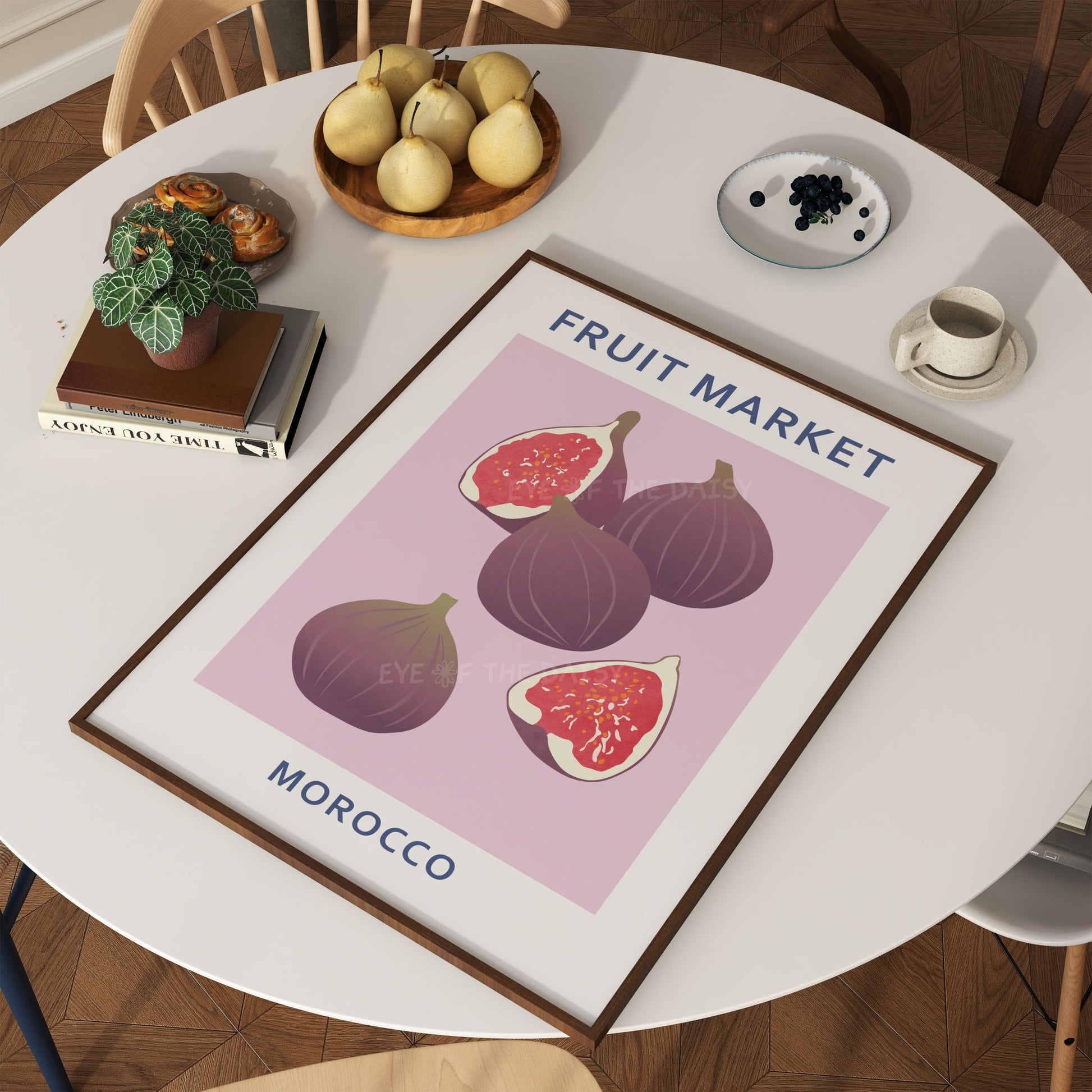 Figs printable wall art — pastel purple Fruit Market poster for sophisticated modern home decor or dopamine-inspired walls