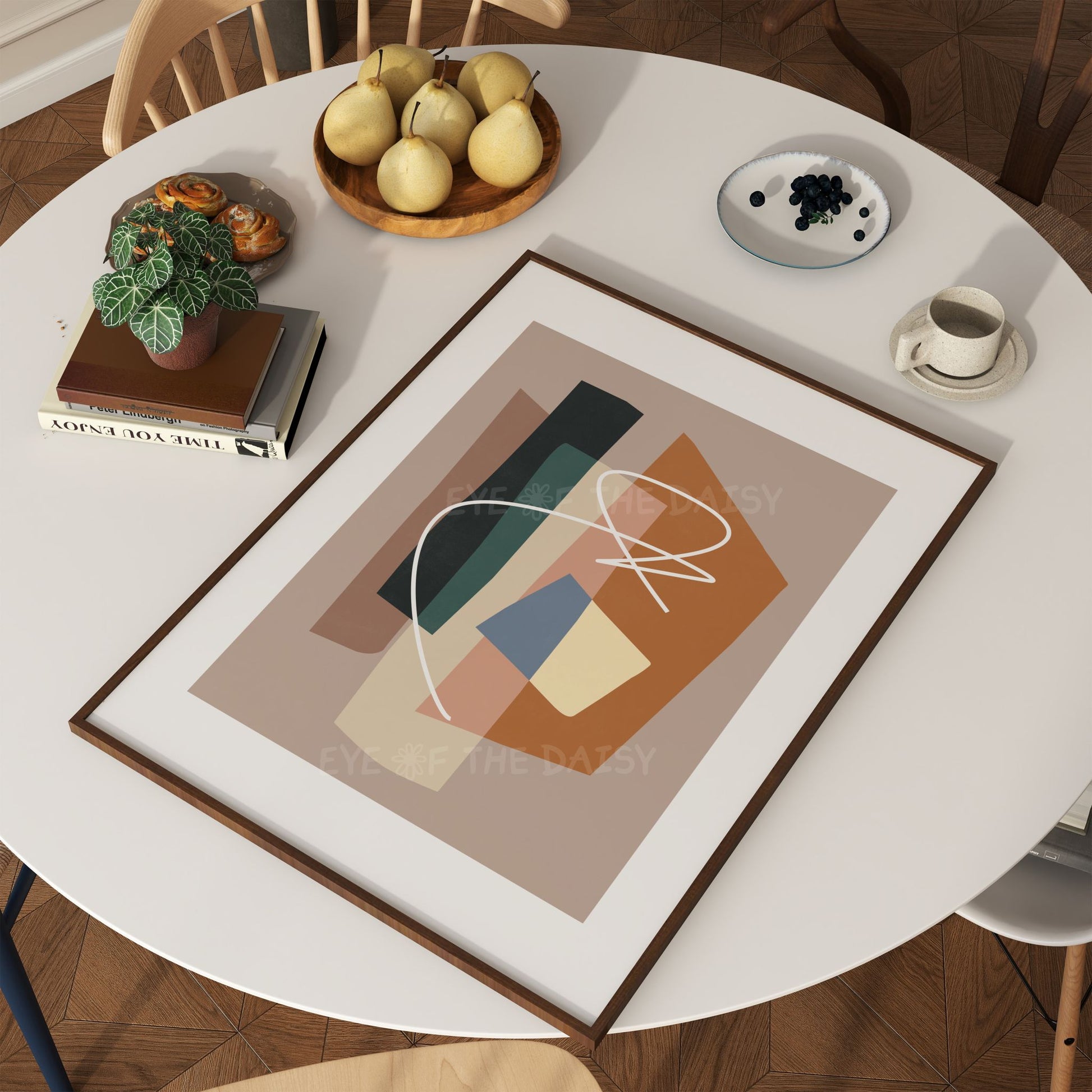 Contemporary abstract art set of two in beige and warm tones, printable download for sophisticated dining room wall decor