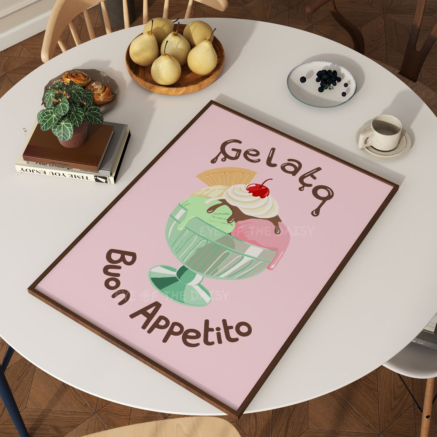 Pastel gelato print for trendy kitchen wall decor, digital download poster, instant printable wall art for modern dopamine decor
