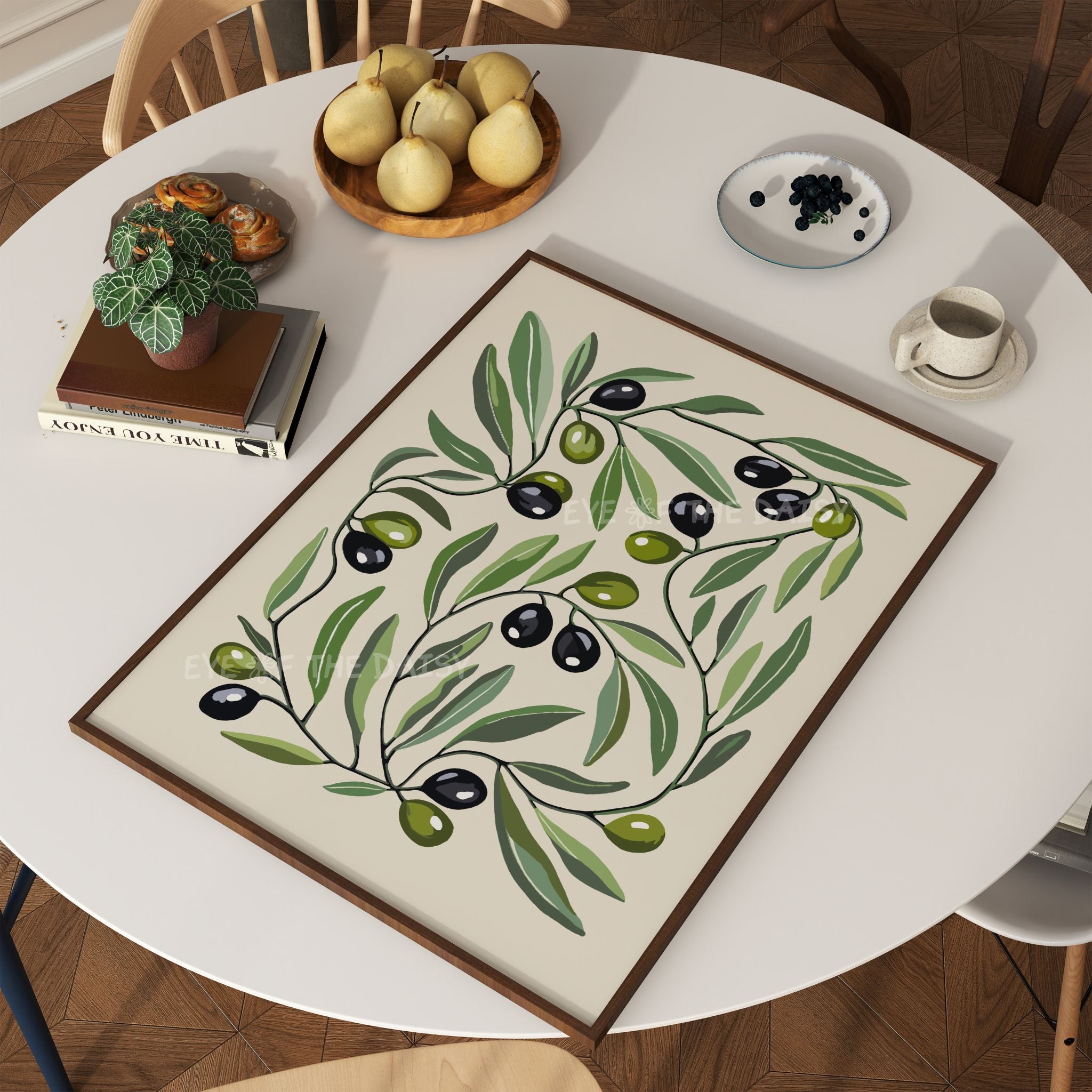 Abstract Olive Branch Digital Print | Hand Drawn Olive Botanical