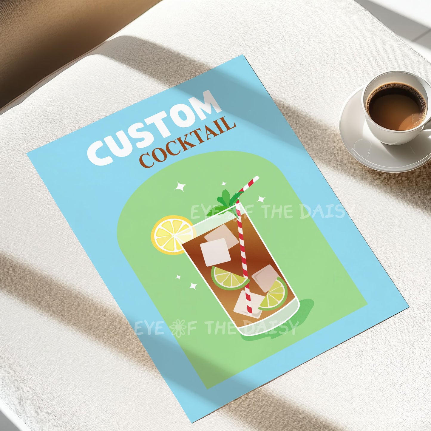 Custom Cocktail Digital Print | Personalised Drink Printable Wall Art | Signature Drink Art