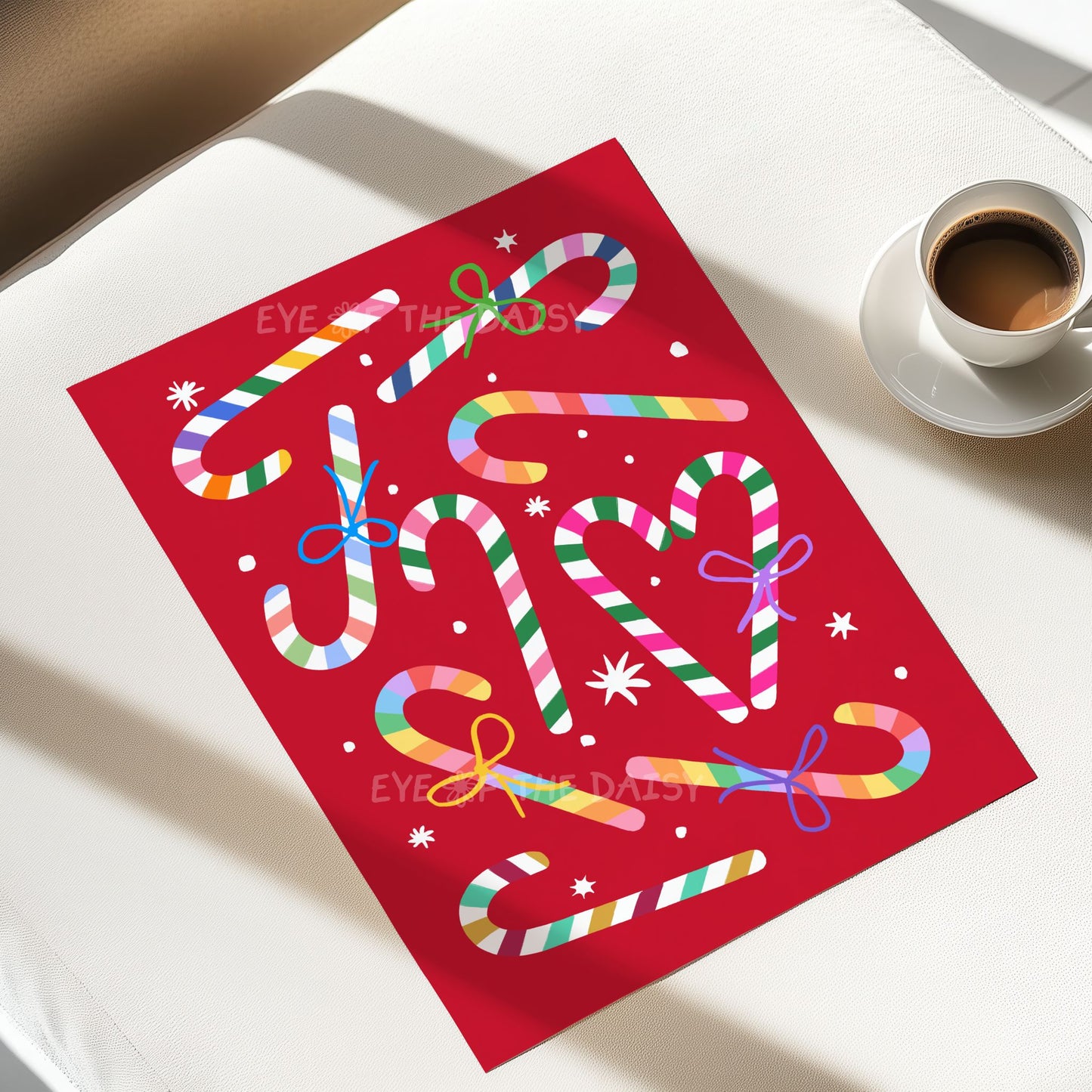 Colorful Candy Canes Digital Print | Retro Maximalist Christmas Printable Wall Art