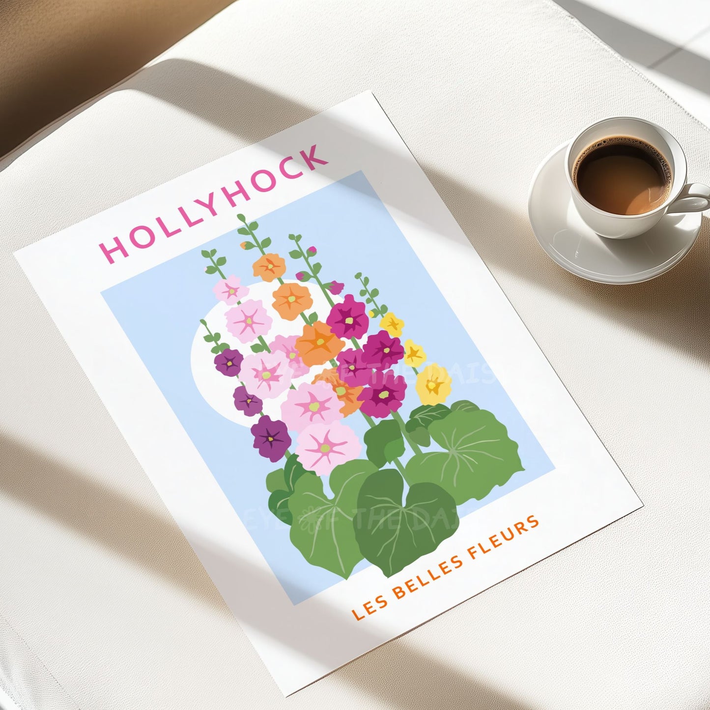 Modern Les Fleurs print, colorful abstract floral wall decor for for trendy living room or modern Scandi bedroom