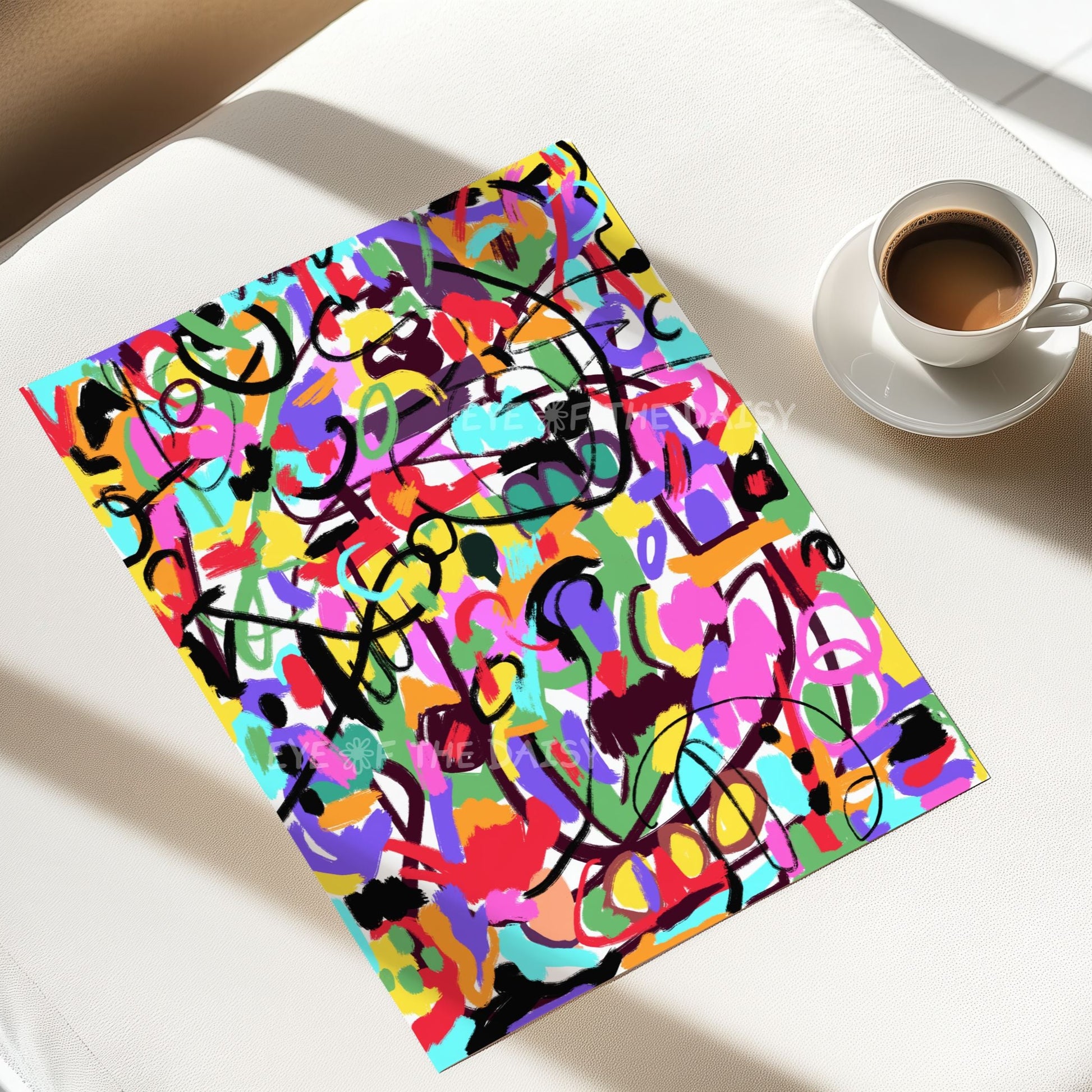 Printable graffiti wall art – vibrant abstract poster download, perfect for trendy vacation rental or bold guest room decor