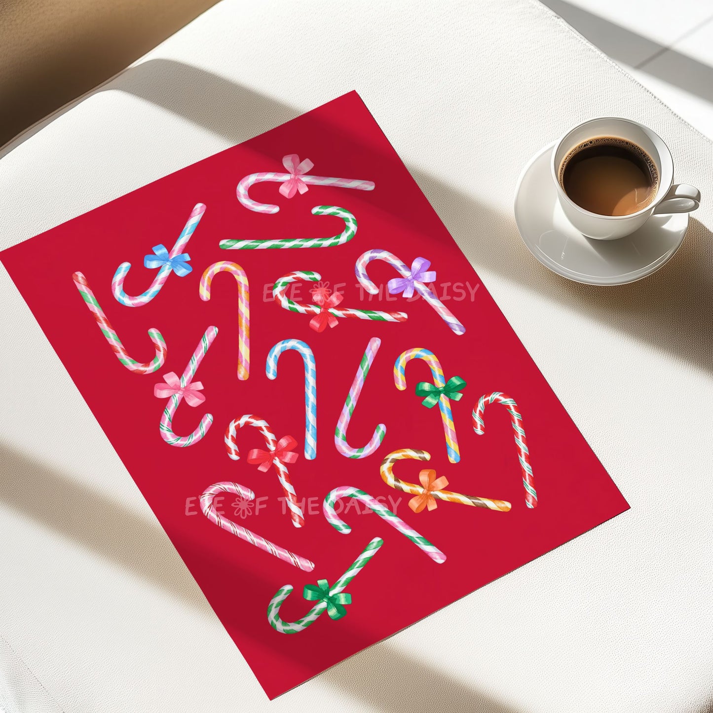 Vibrant Candy Canes Print Digital Download | Fun Maximalist Christmas Printable Wall Art