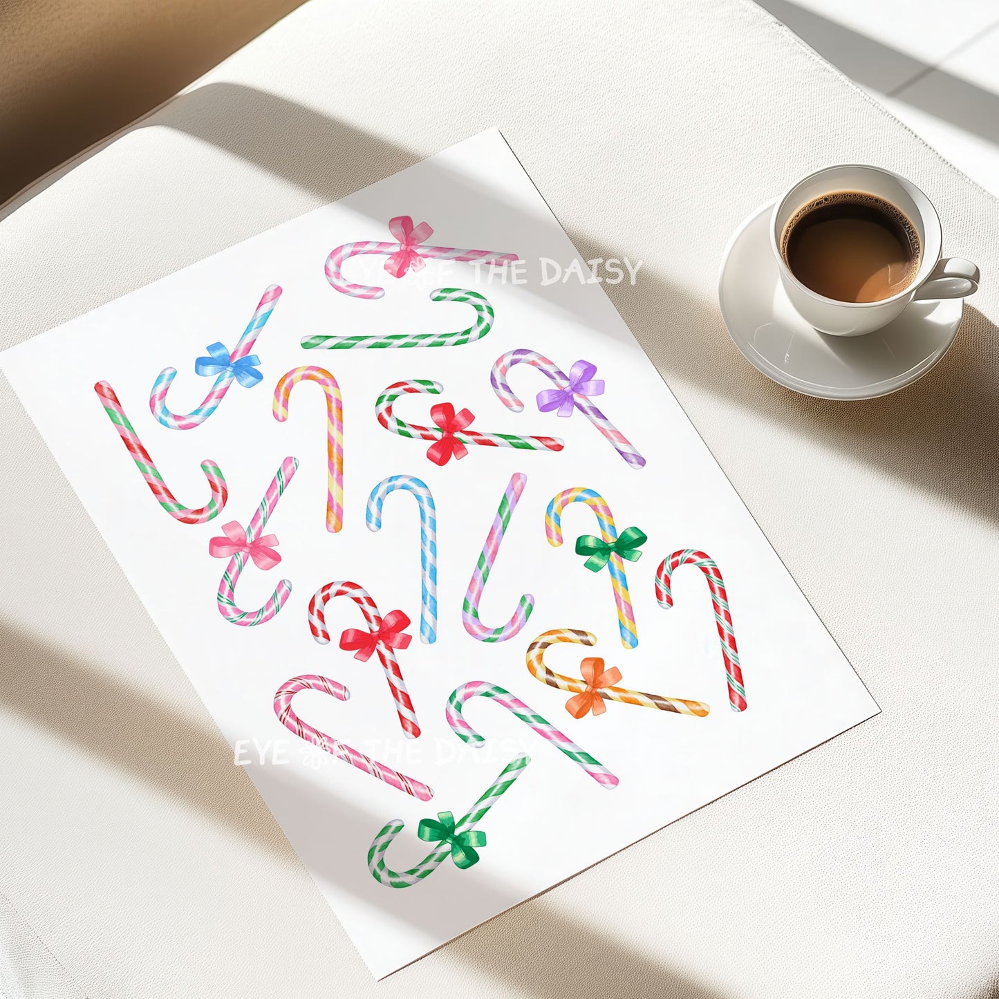 Colourful Candy Canes Print Digital Download | Fun Trendy Holiday Printable Wall Art